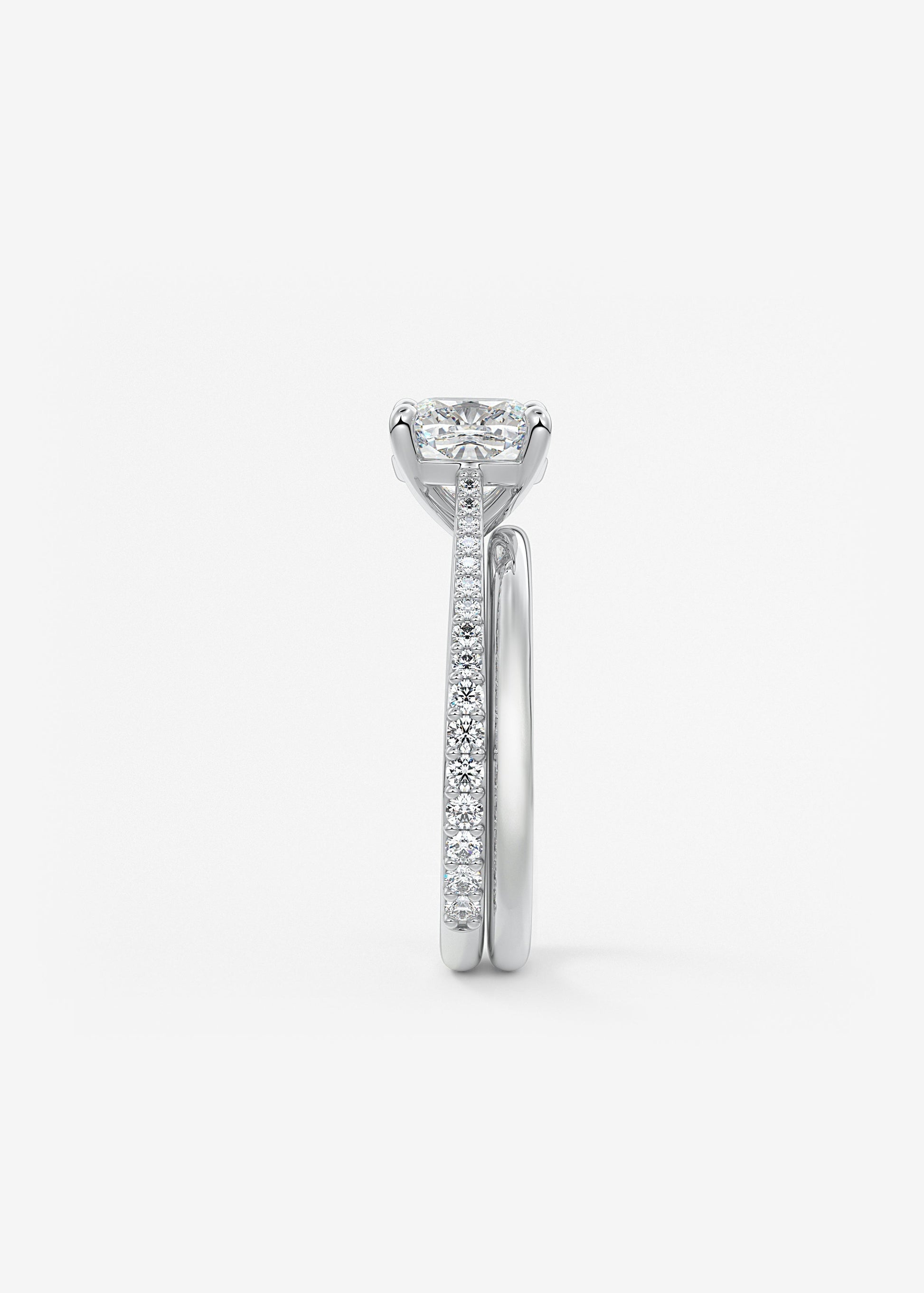 Cushion Pave Cathedral Lab Grown Diamond Engagement Ring