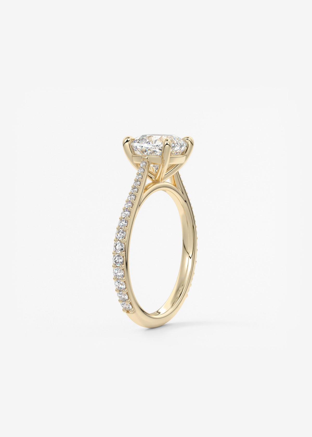 Cushion Pave Cathedral Lab Grown Diamond Engagement Ring