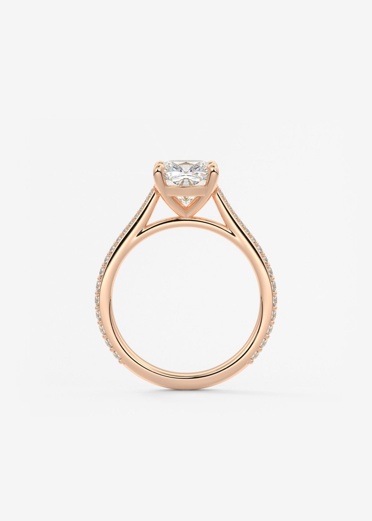 Cushion Pave Cathedral Lab Grown Diamond Engagement Ring