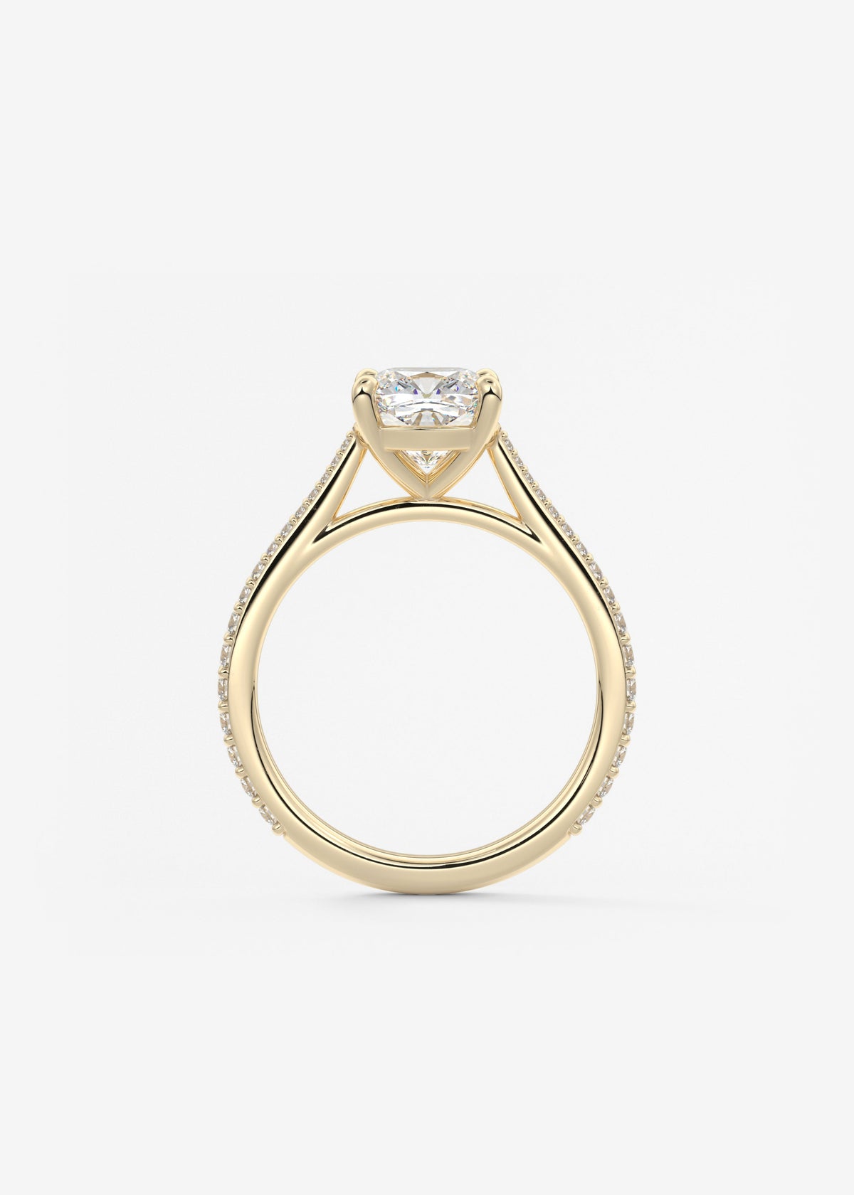 Cushion Pave Cathedral Lab Grown Diamond Engagement Ring