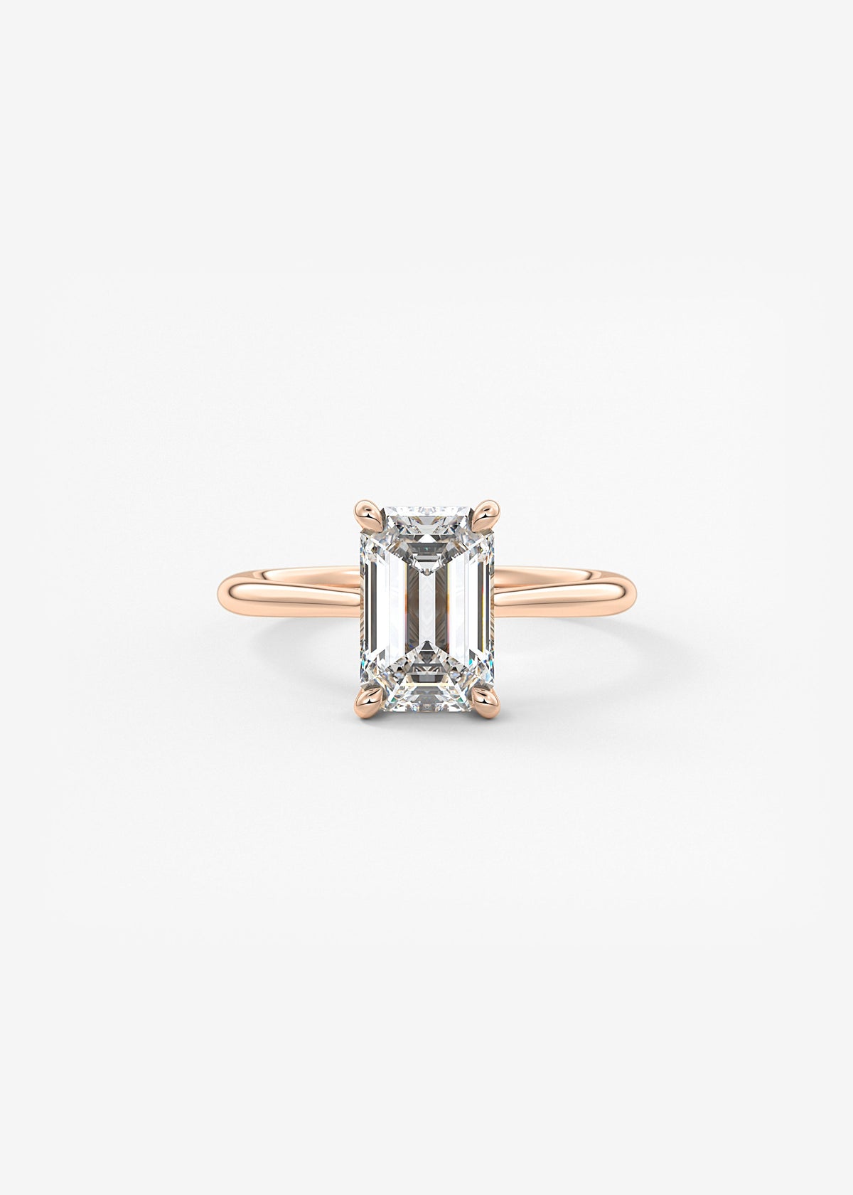 Emerald Hidden Halo/ Cathedral Lab Grown Diamond Engagement Ring