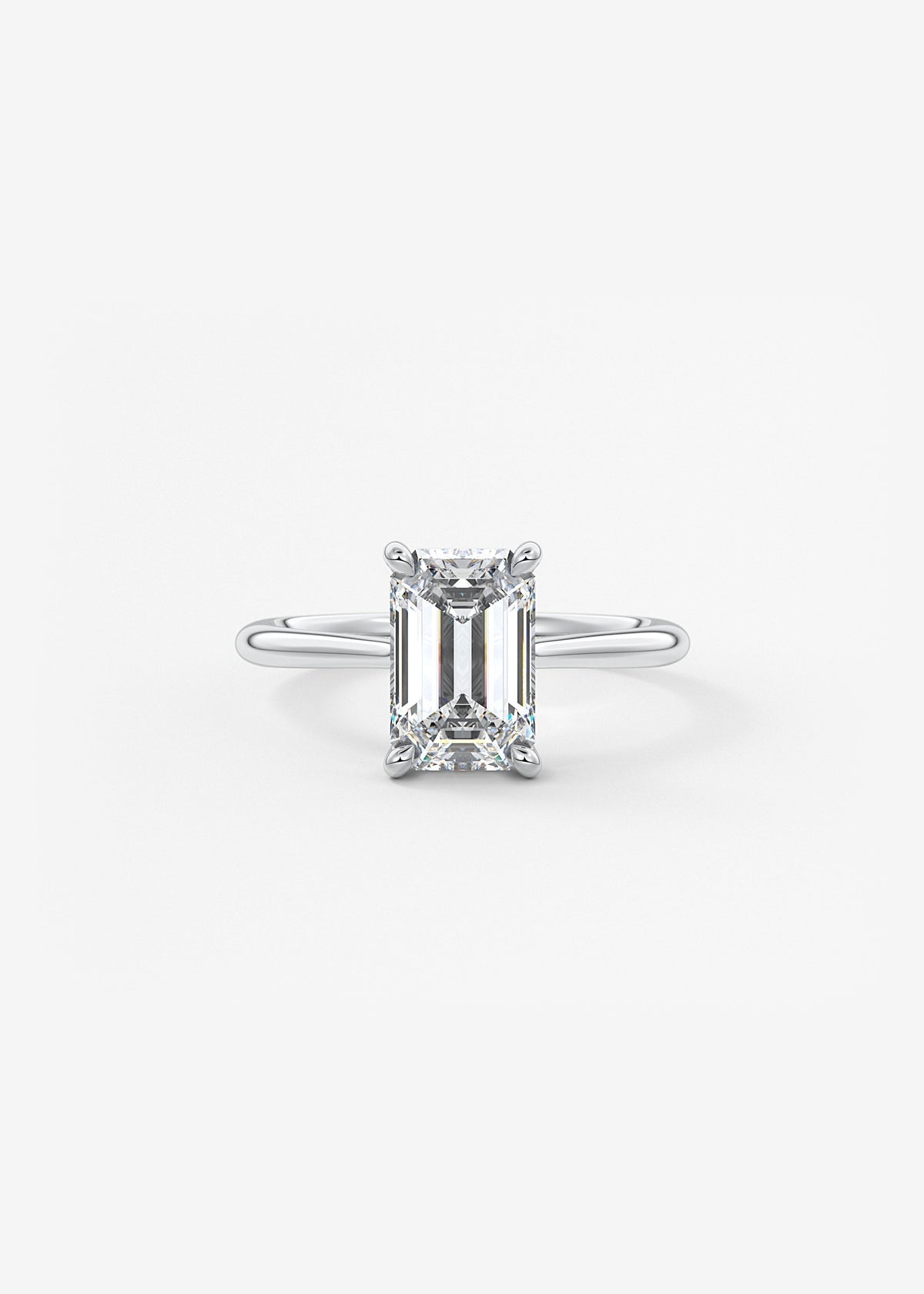 Emerald Hidden Halo/ Cathedral Lab Grown Diamond Engagement Ring