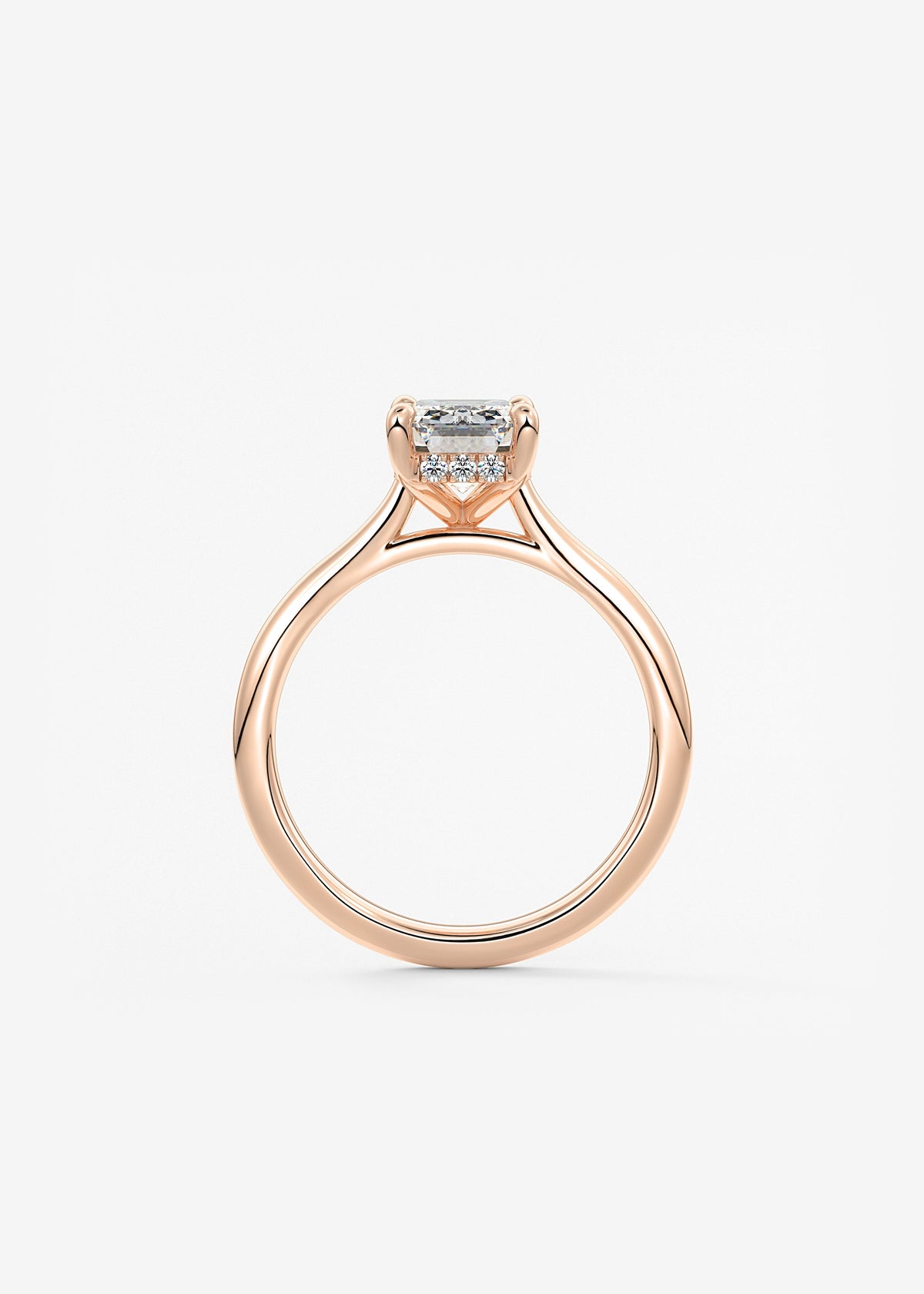 Emerald Hidden Halo/ Cathedral Lab Grown Diamond Engagement Ring
