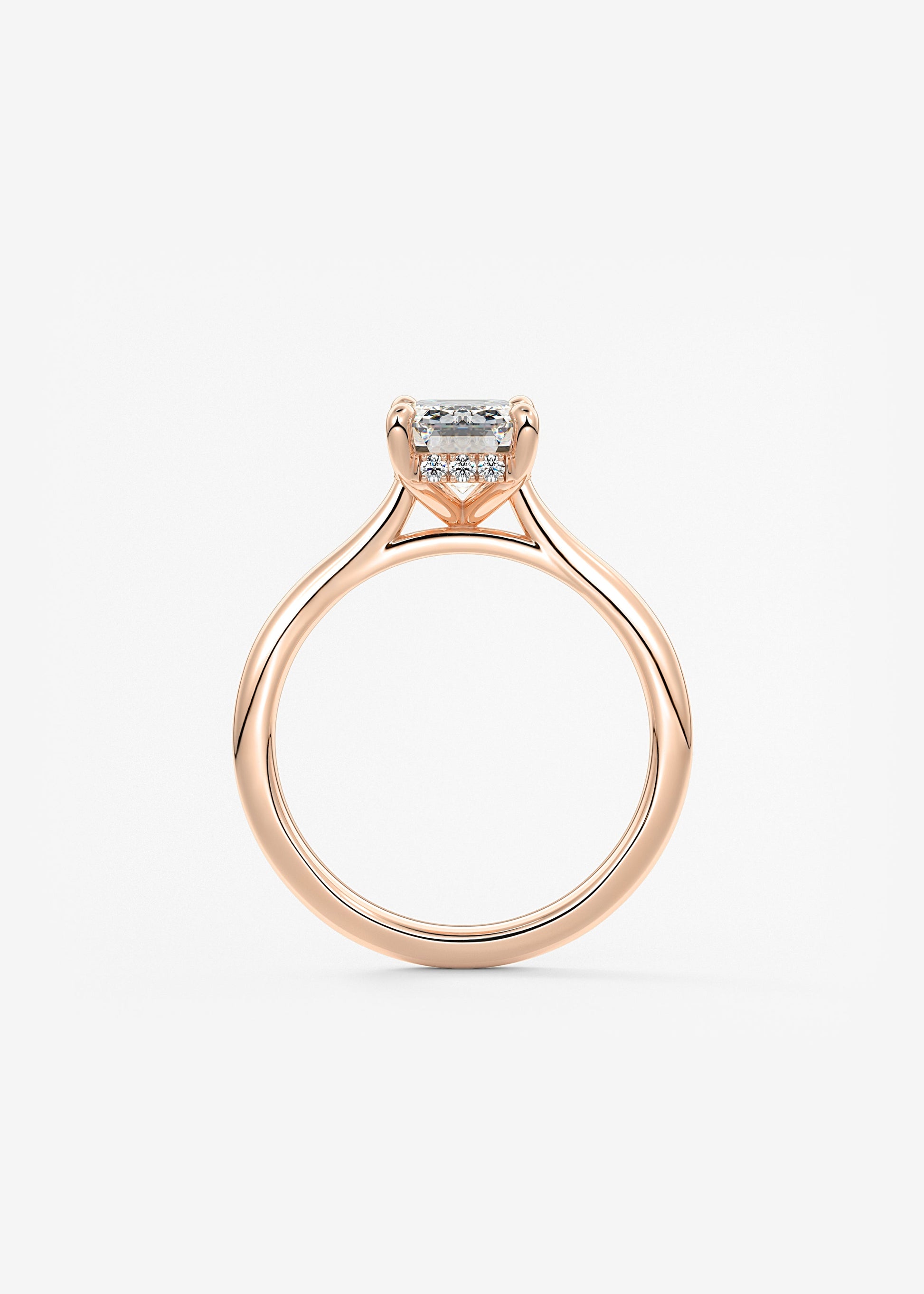 Emerald Hidden Halo/ Cathedral Lab Grown Diamond Engagement Ring
