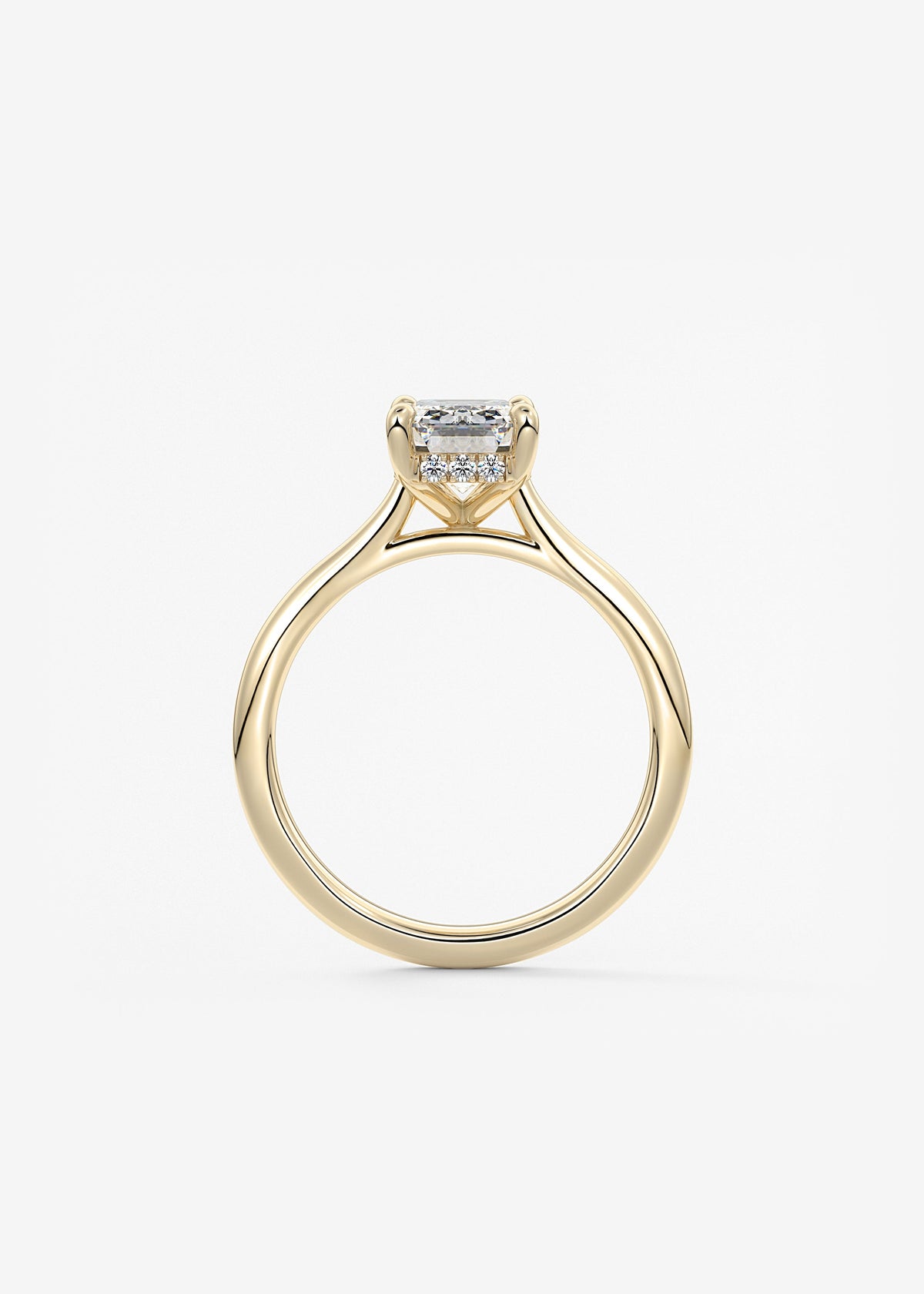 Emerald Hidden Halo/ Cathedral Lab Grown Diamond Engagement Ring