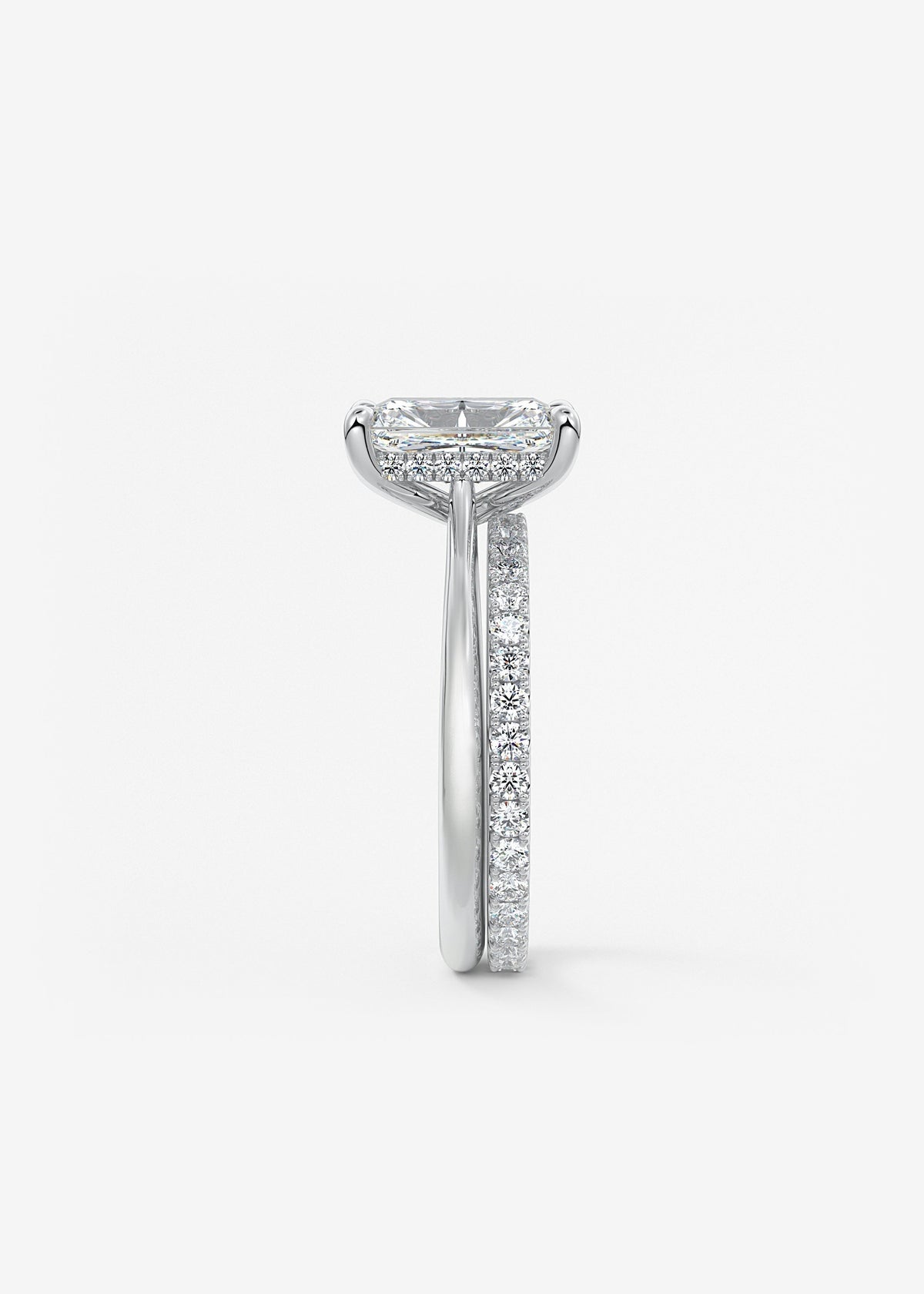 Radiant Hidden Halo/ Cathedral Lab Grown Diamond Engagement Ring