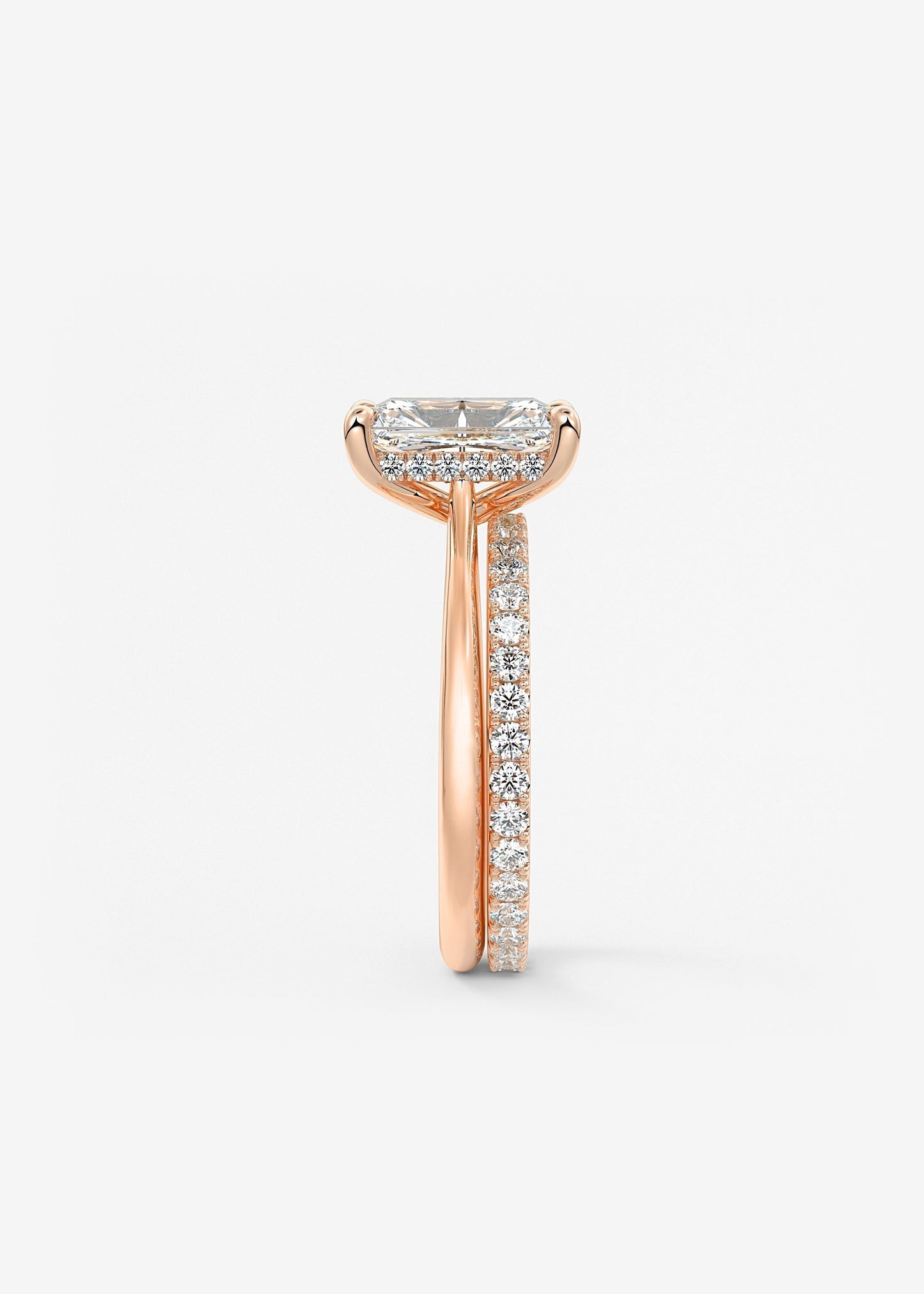 Radiant Hidden Halo/ Cathedral Lab Grown Diamond Engagement Ring