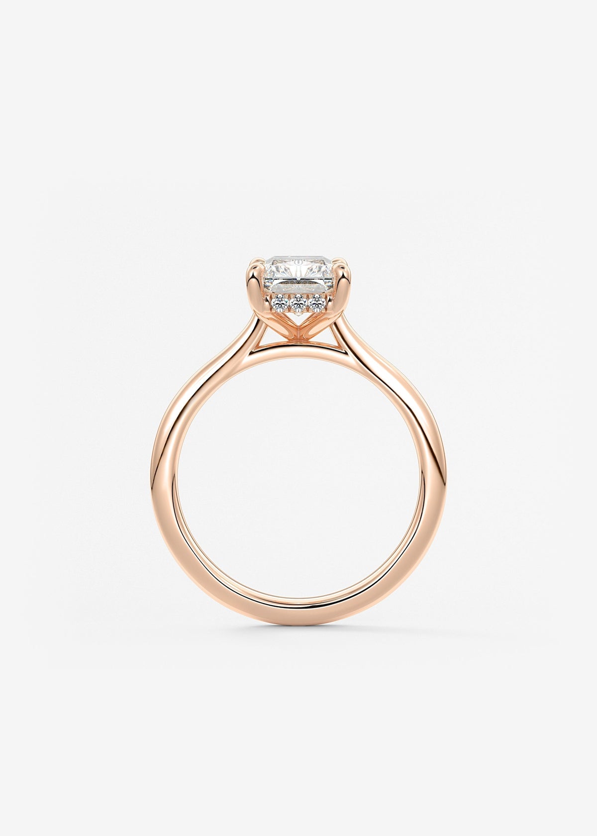 Radiant Hidden Halo/ Cathedral Lab Grown Diamond Engagement Ring