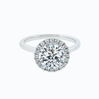 2.0 CT Round Halo Lab Grown Diamond Engagement Ring
