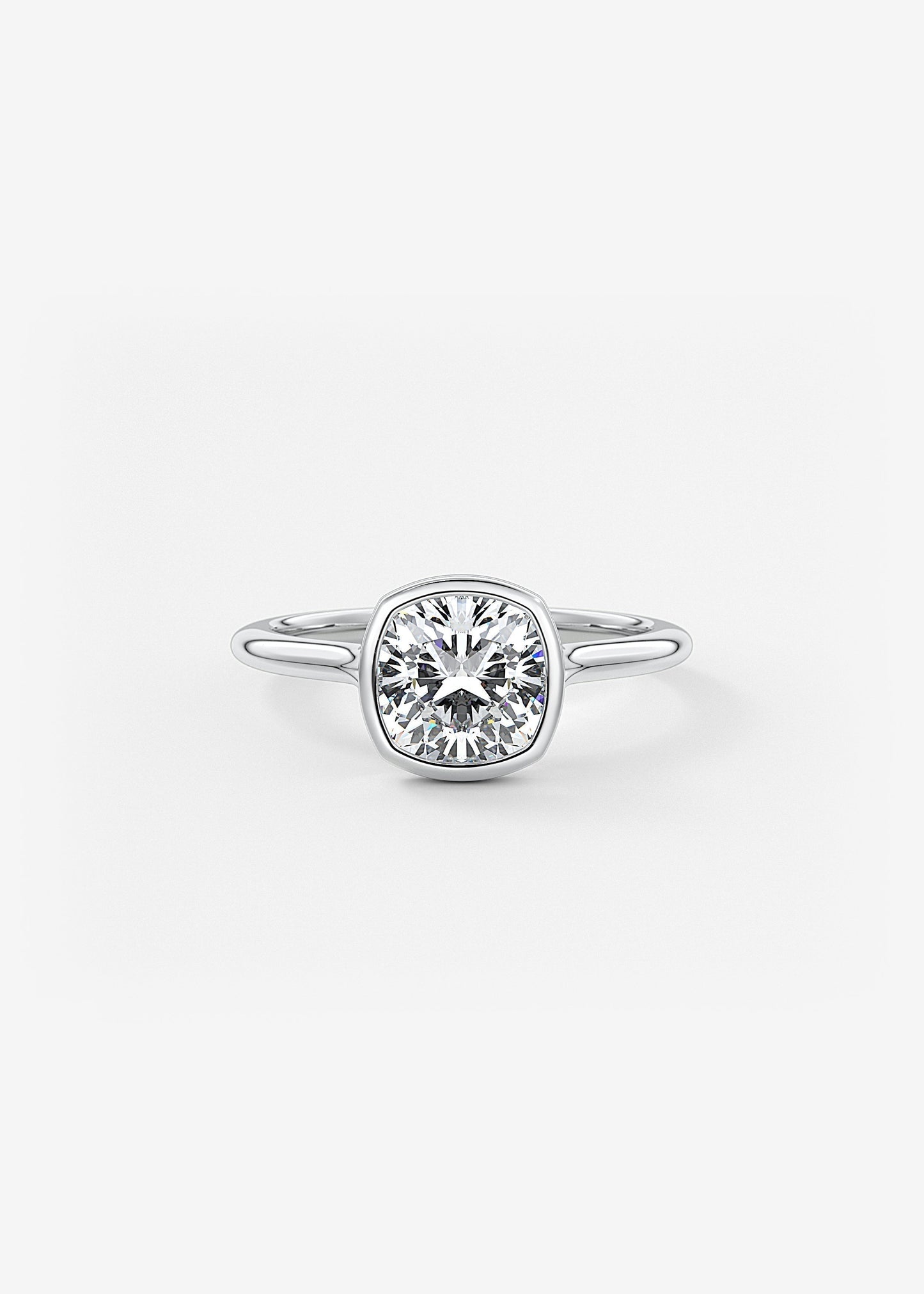 Cushion Bezel Lab Grown Diamond Engagement Ring