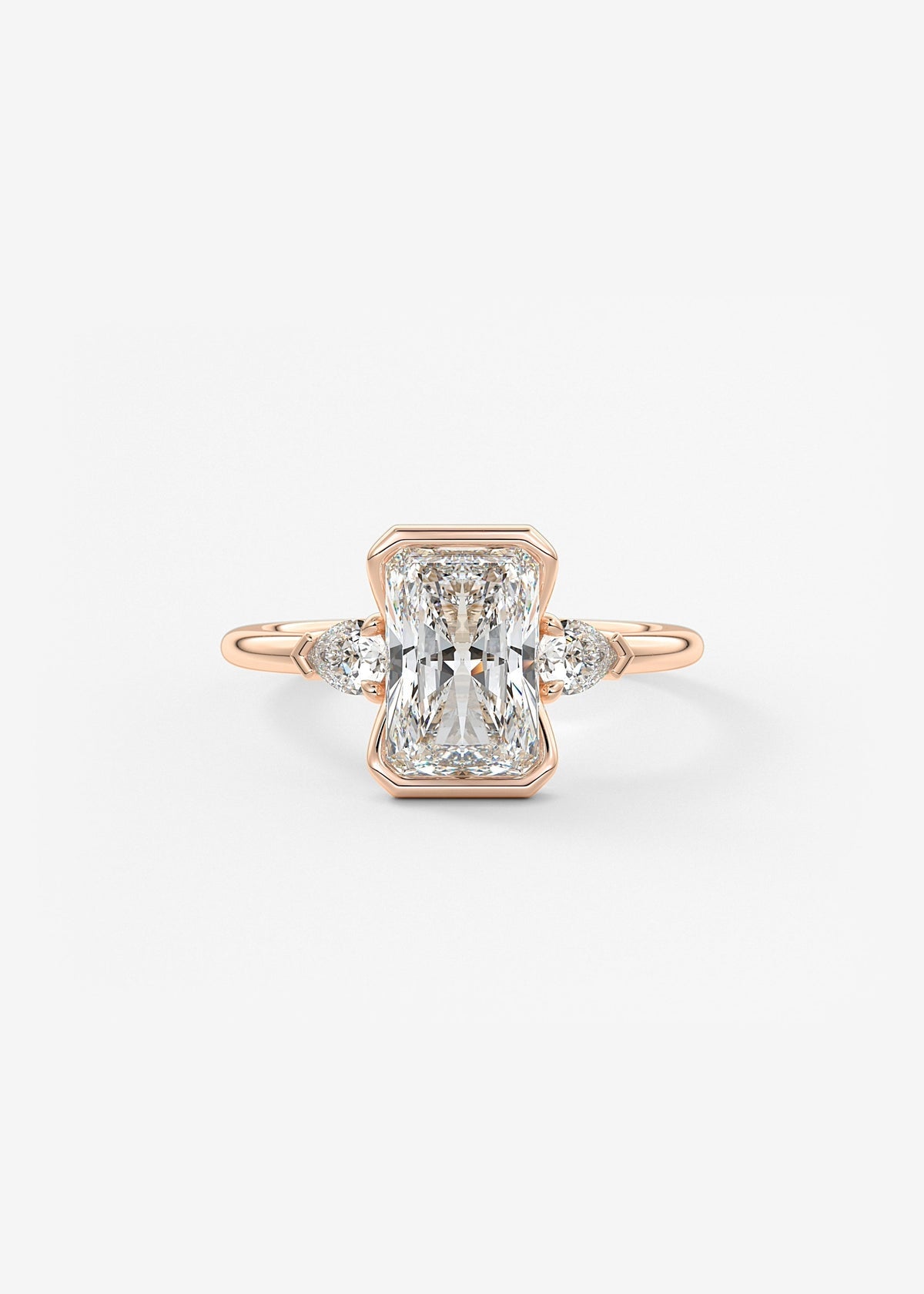Radiant Three Stone Bezel Lab Grown Diamond Engagement Ring