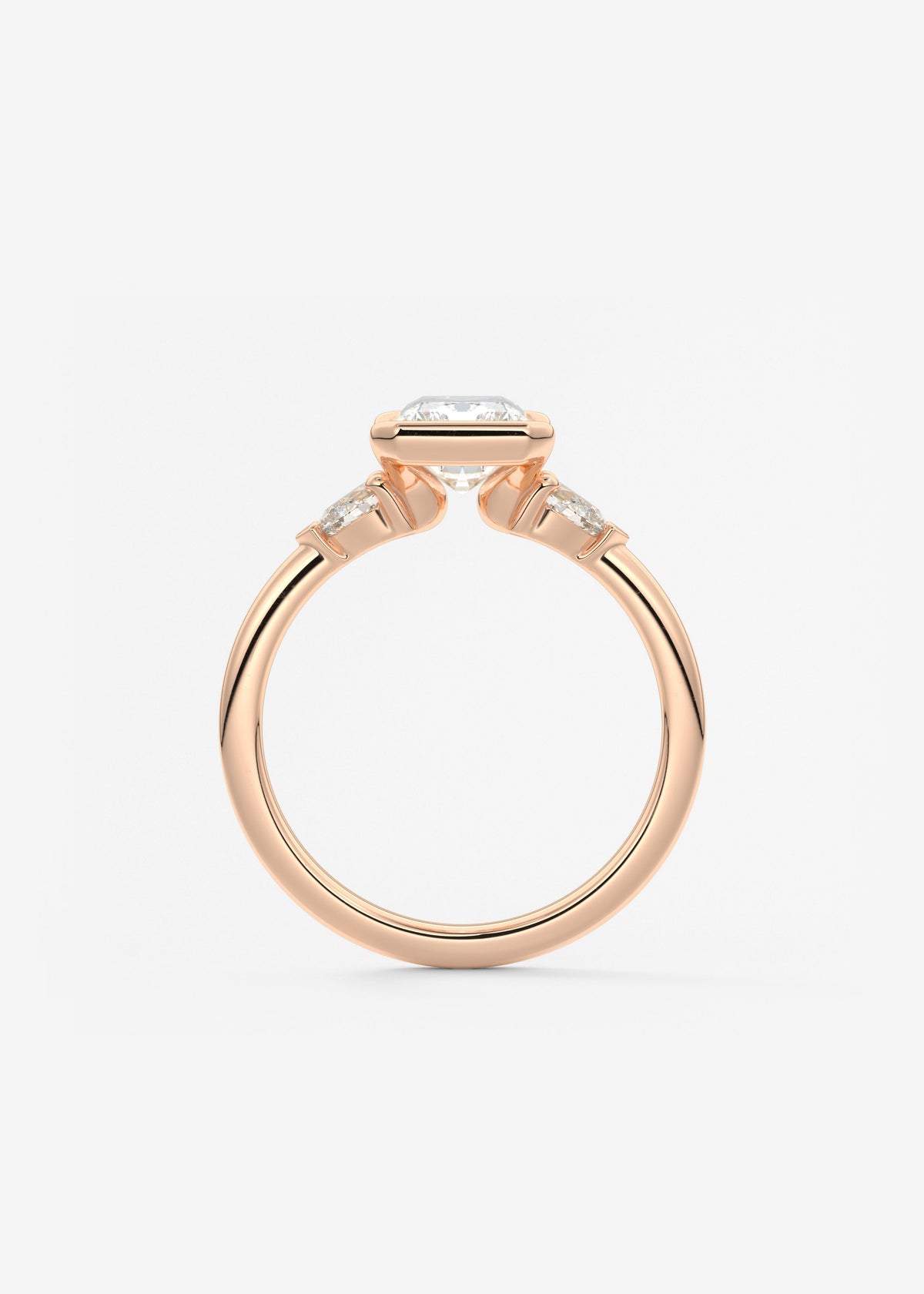 Radiant Three Stone Bezel Lab Grown Diamond Engagement Ring