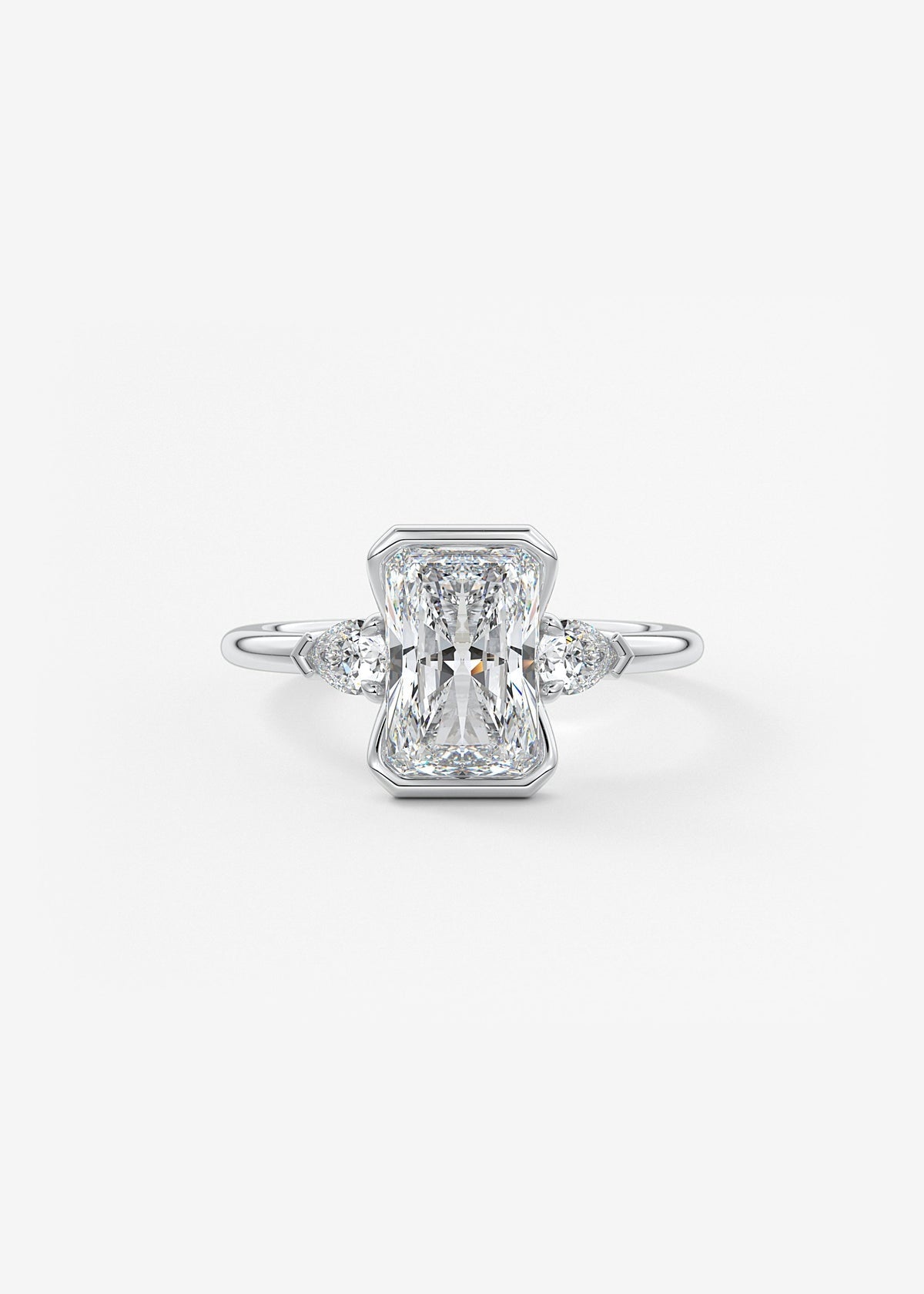 Radiant Three Stone Bezel Lab Grown Diamond Engagement Ring