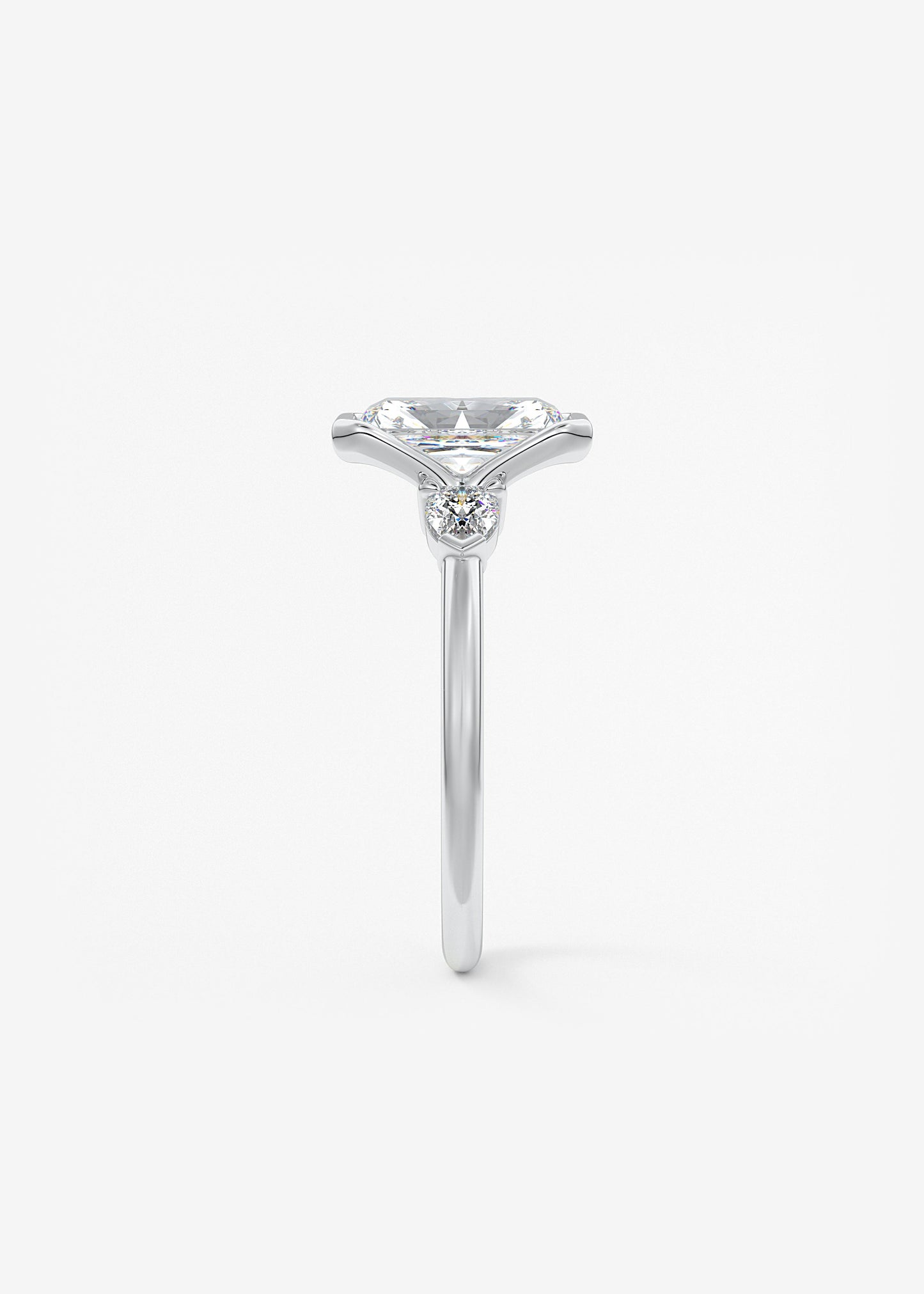 Radiant Three Stone Bezel Lab Grown Diamond Engagement Ring