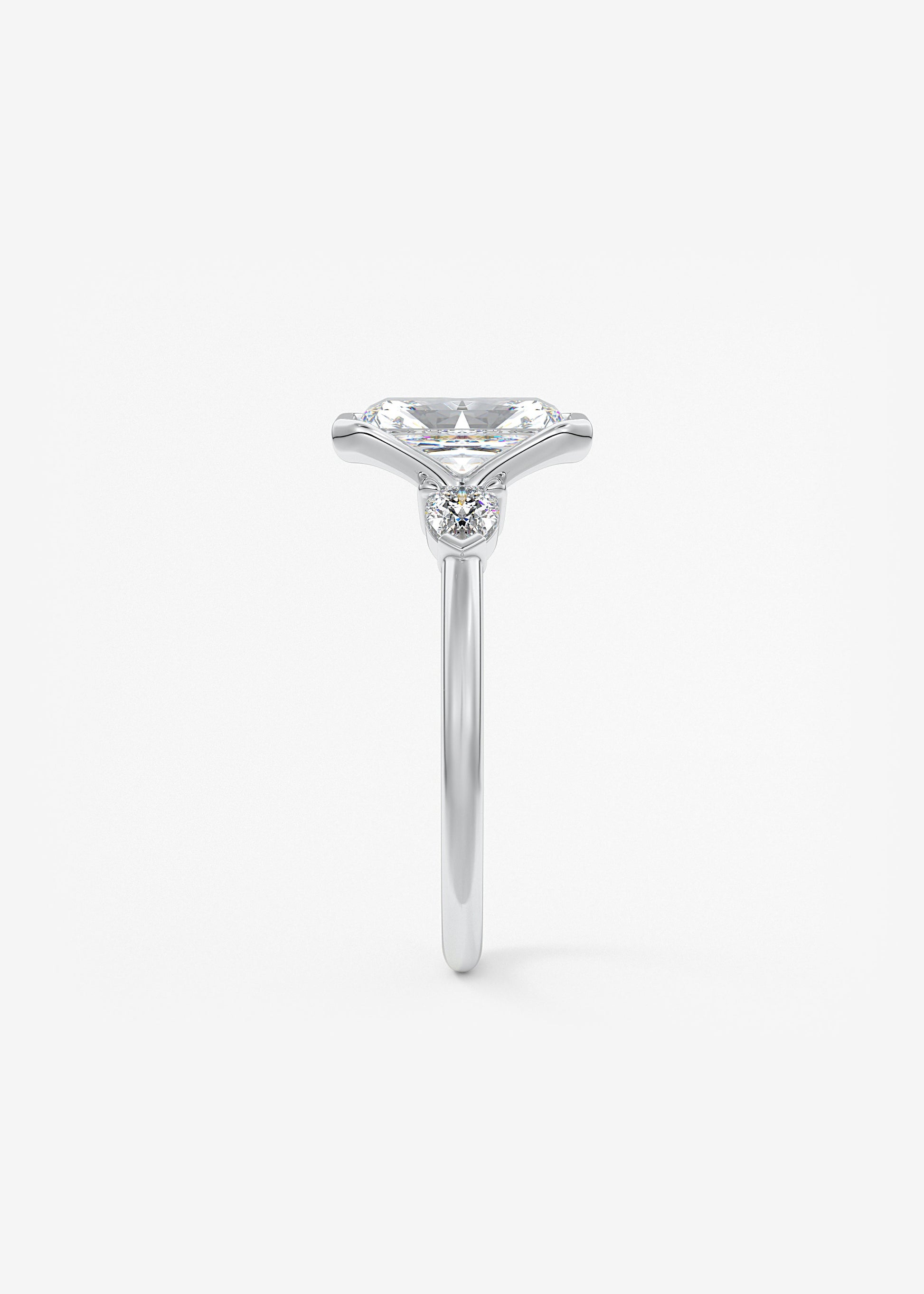 Radiant Three Stone Bezel Lab Grown Diamond Engagement Ring