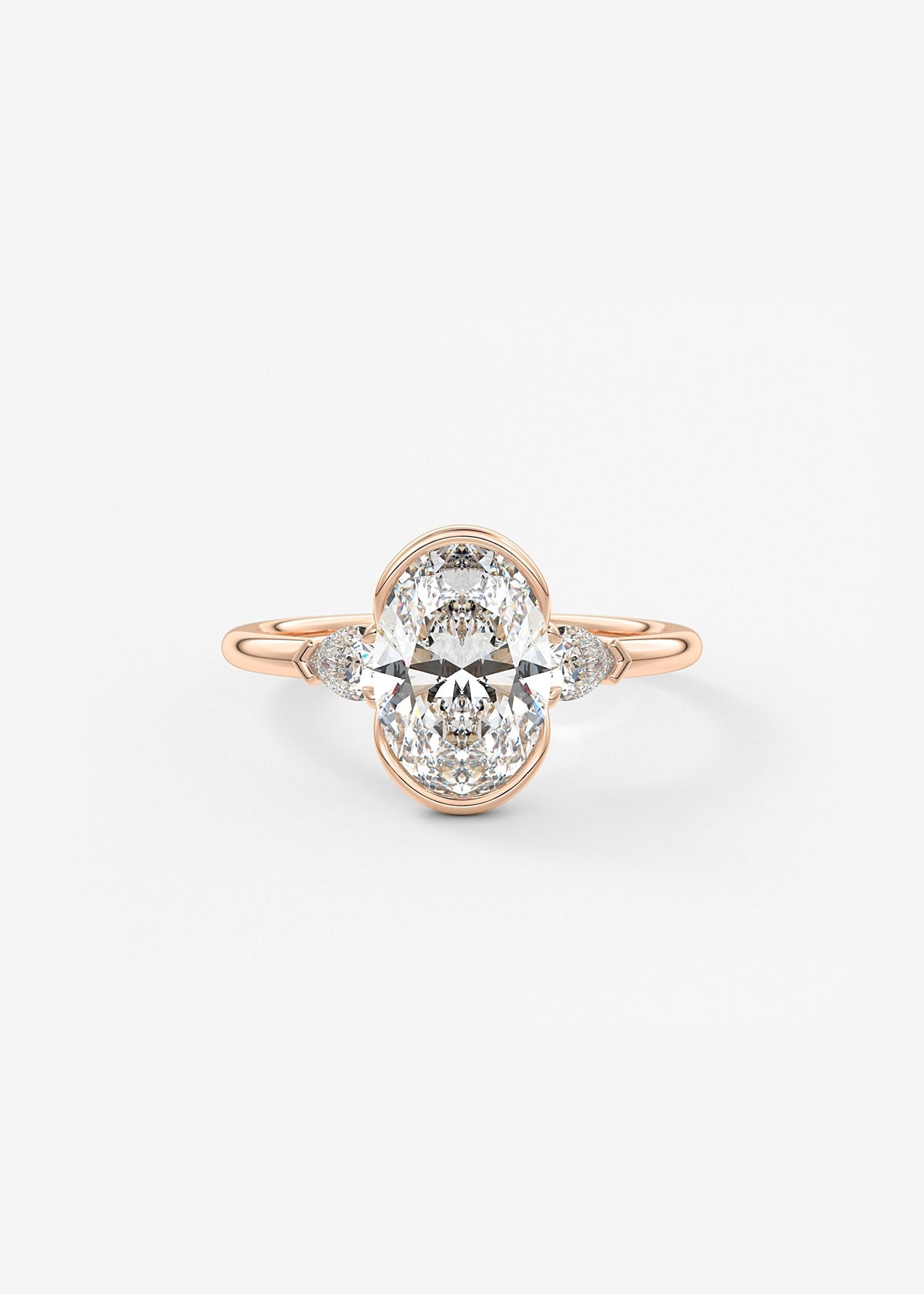 Oval Three Stone Bezel Lab Grown Diamond Engagement Ring