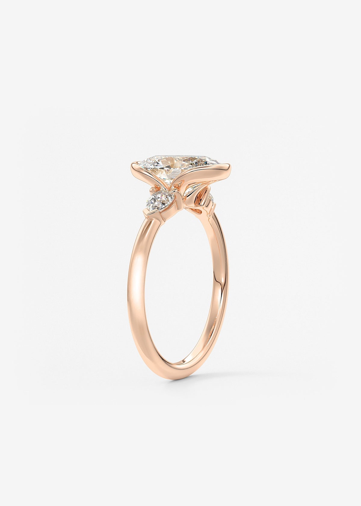 Oval Three Stone Bezel Lab Grown Diamond Engagement Ring