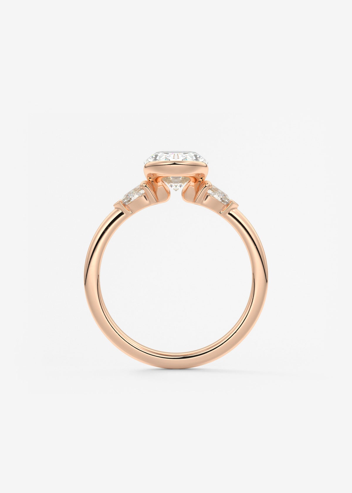 Oval Three Stone Bezel Lab Grown Diamond Engagement Ring