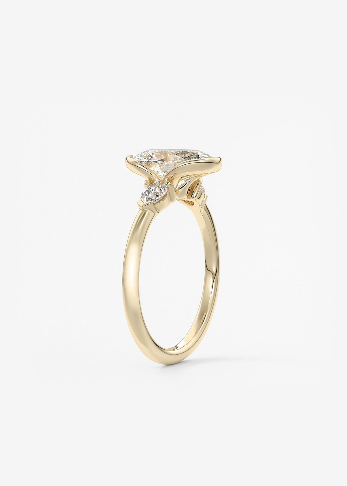 Oval Three Stone Bezel Lab Grown Diamond Engagement Ring
