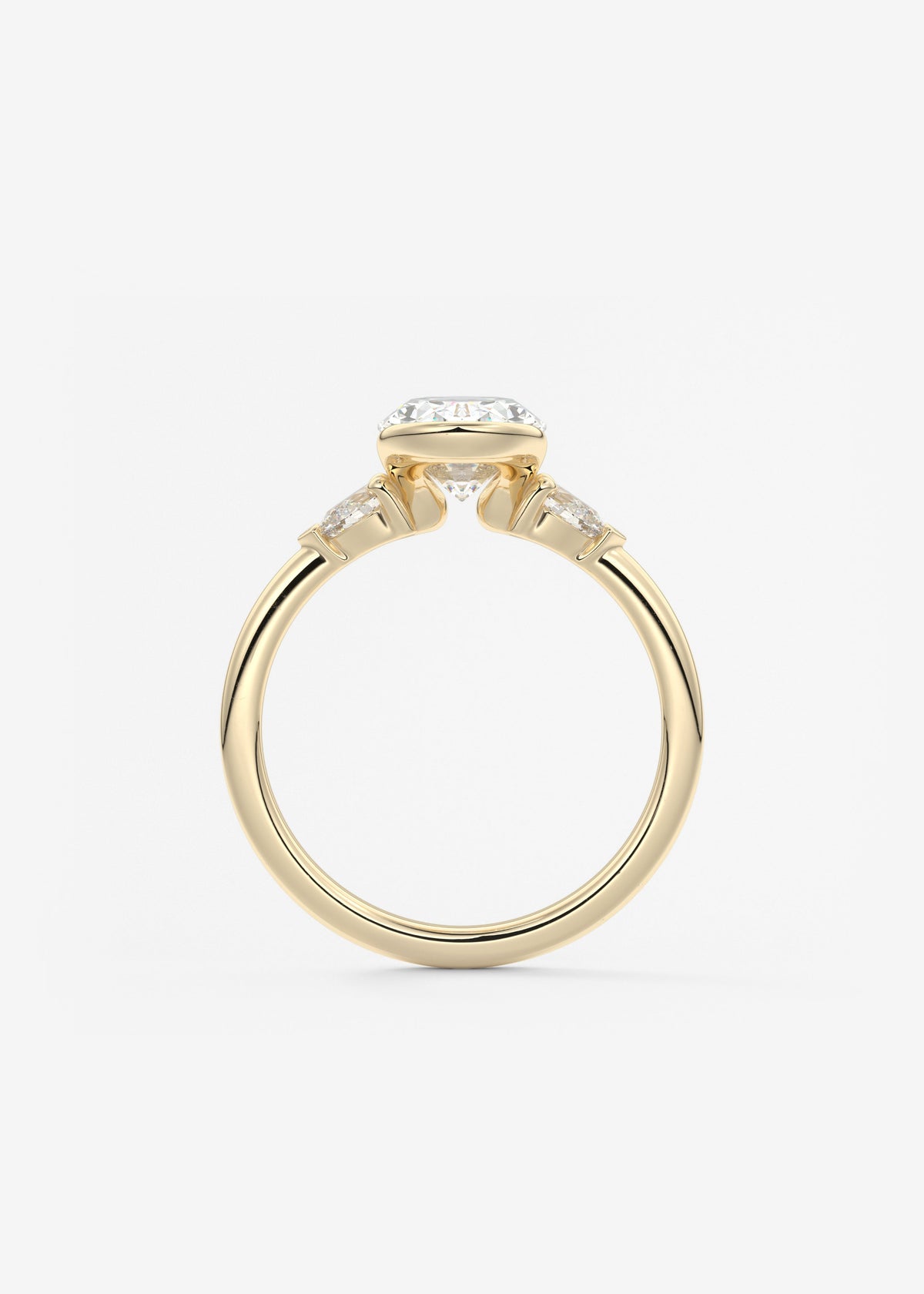 Oval Three Stone Bezel Lab Grown Diamond Engagement Ring
