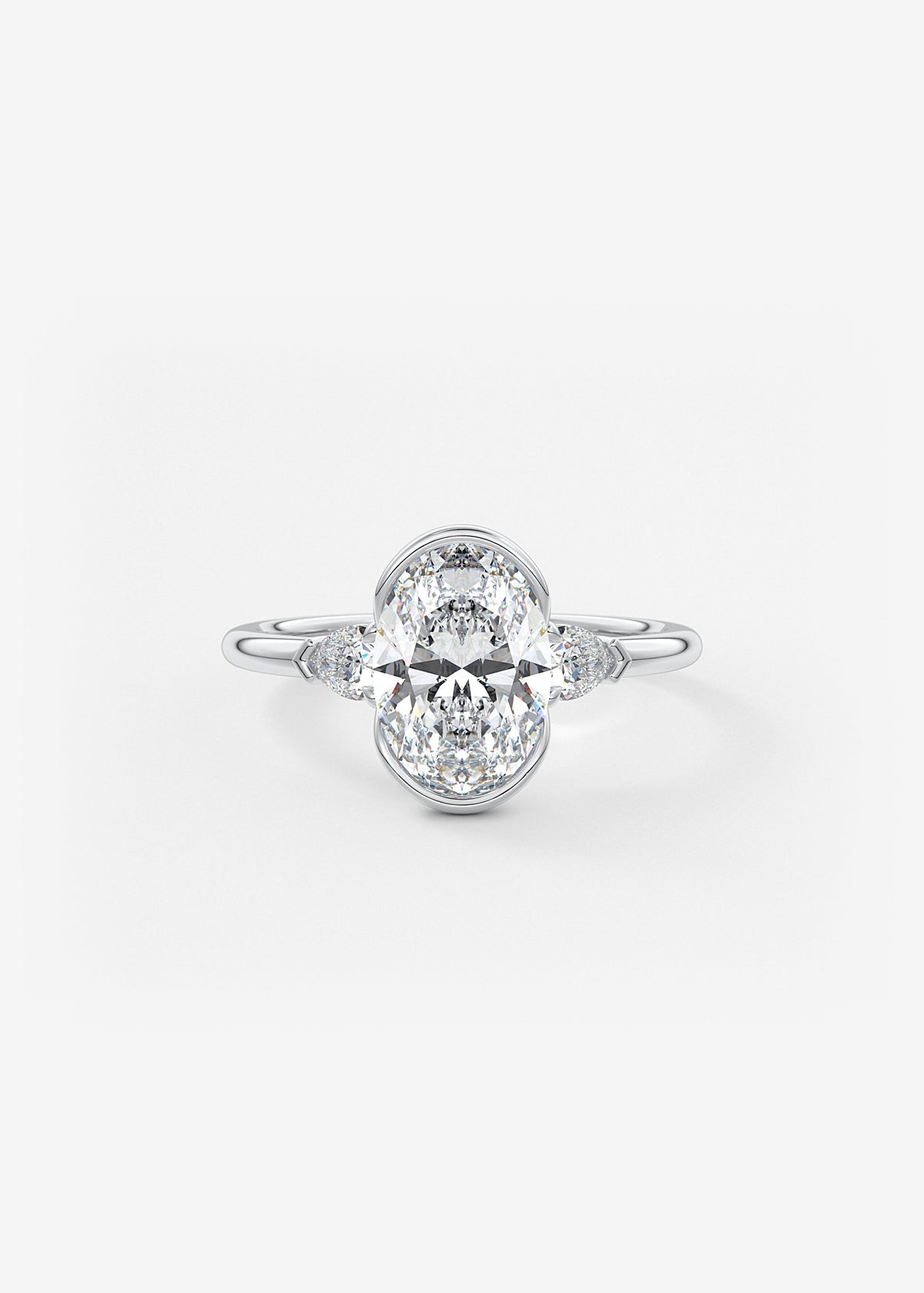 Oval Three Stone Bezel Lab Grown Diamond Engagement Ring