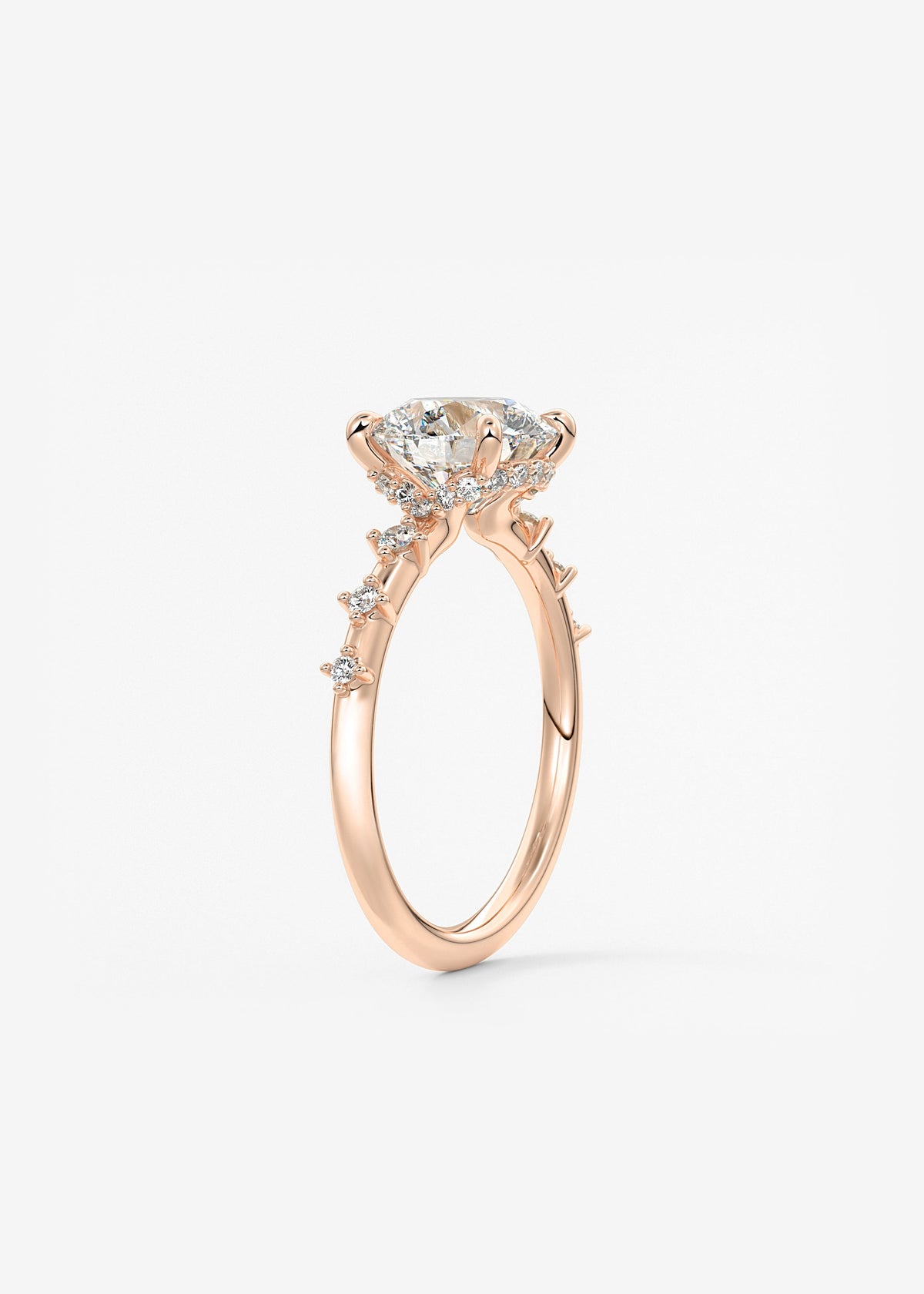 Round Dainty Pave Lab Grown Diamond Engagement Ring