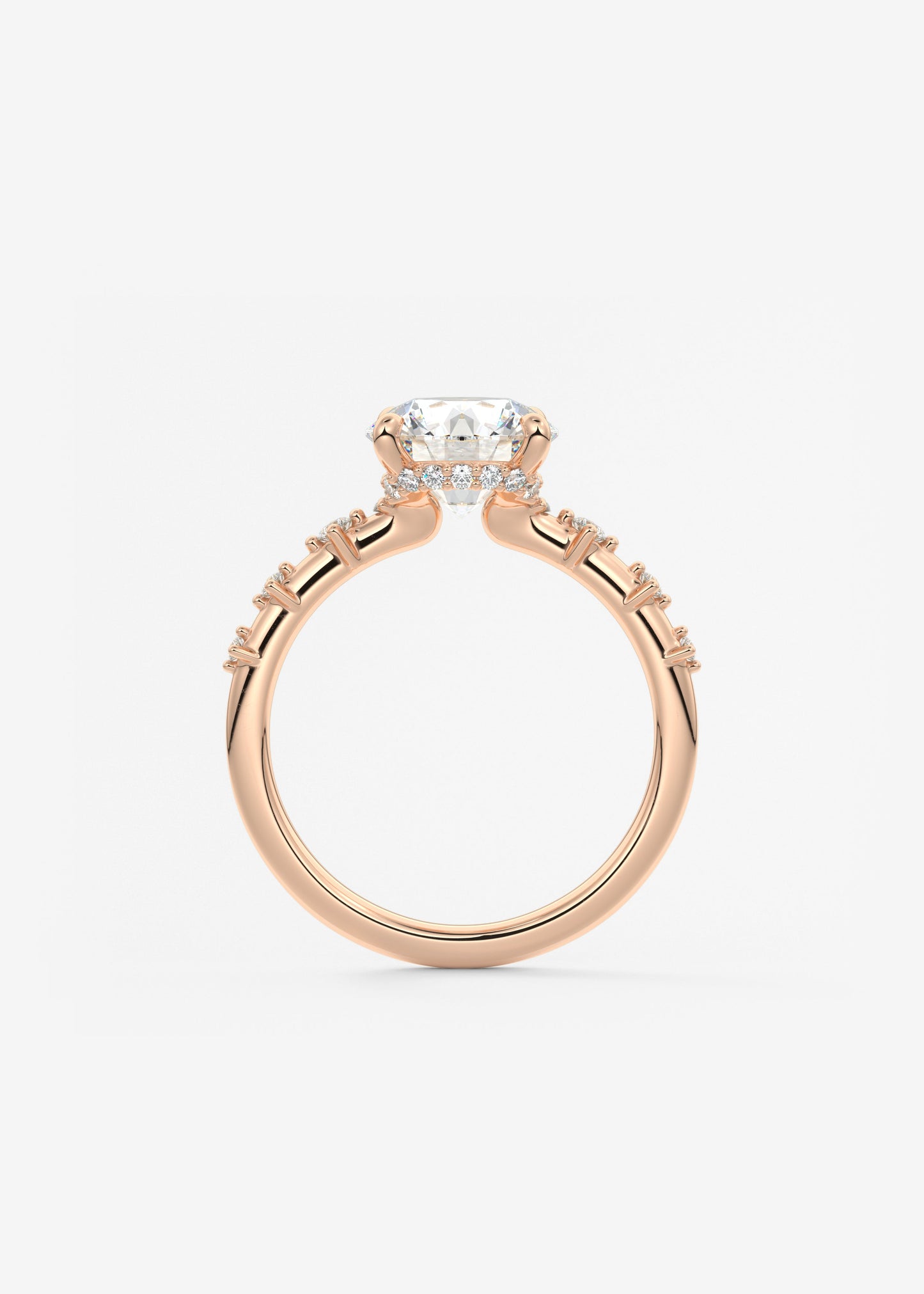 Round Dainty Pave Lab Grown Diamond Engagement Ring