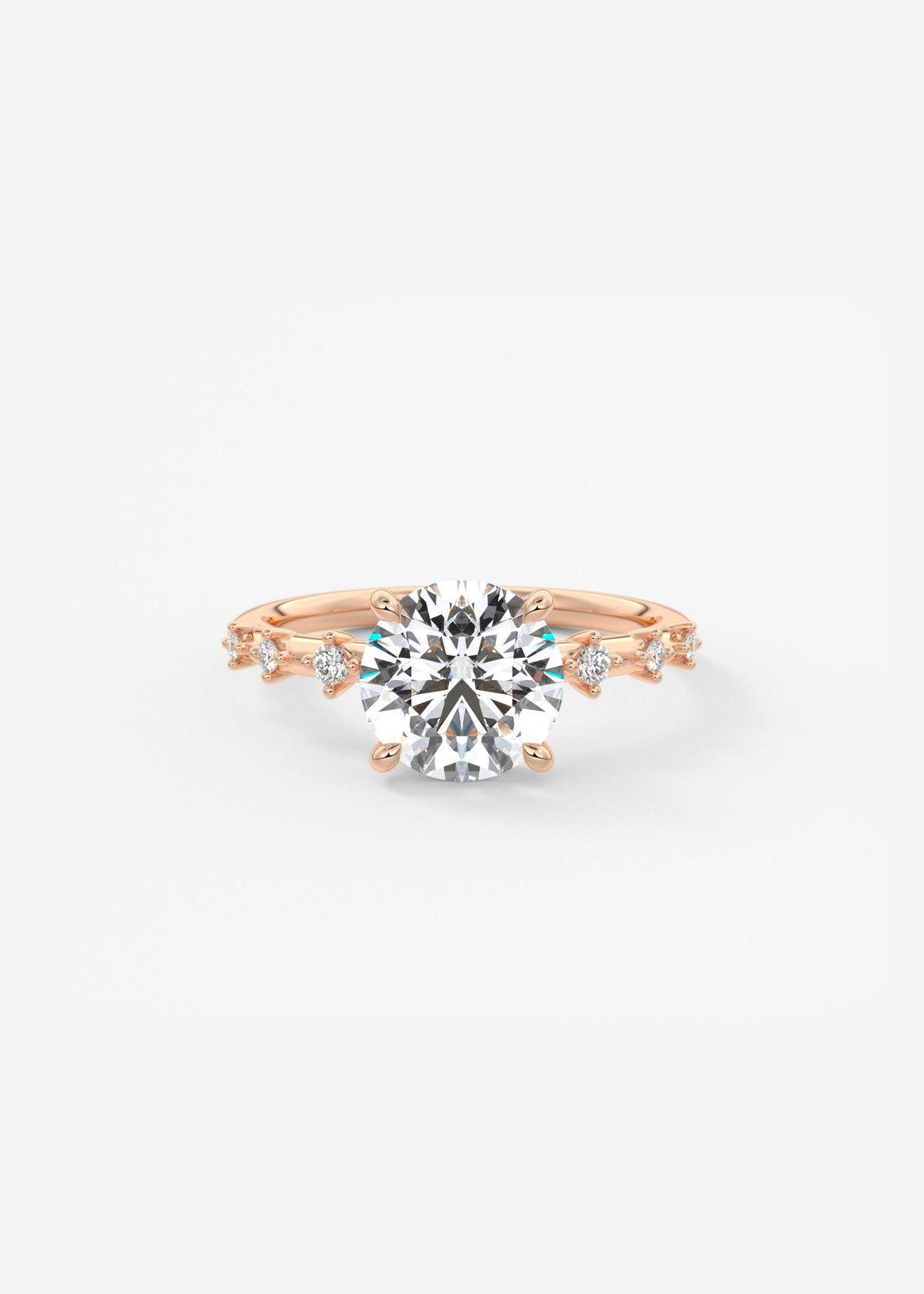 Round Dainty Pave Lab Grown Diamond Engagement Ring