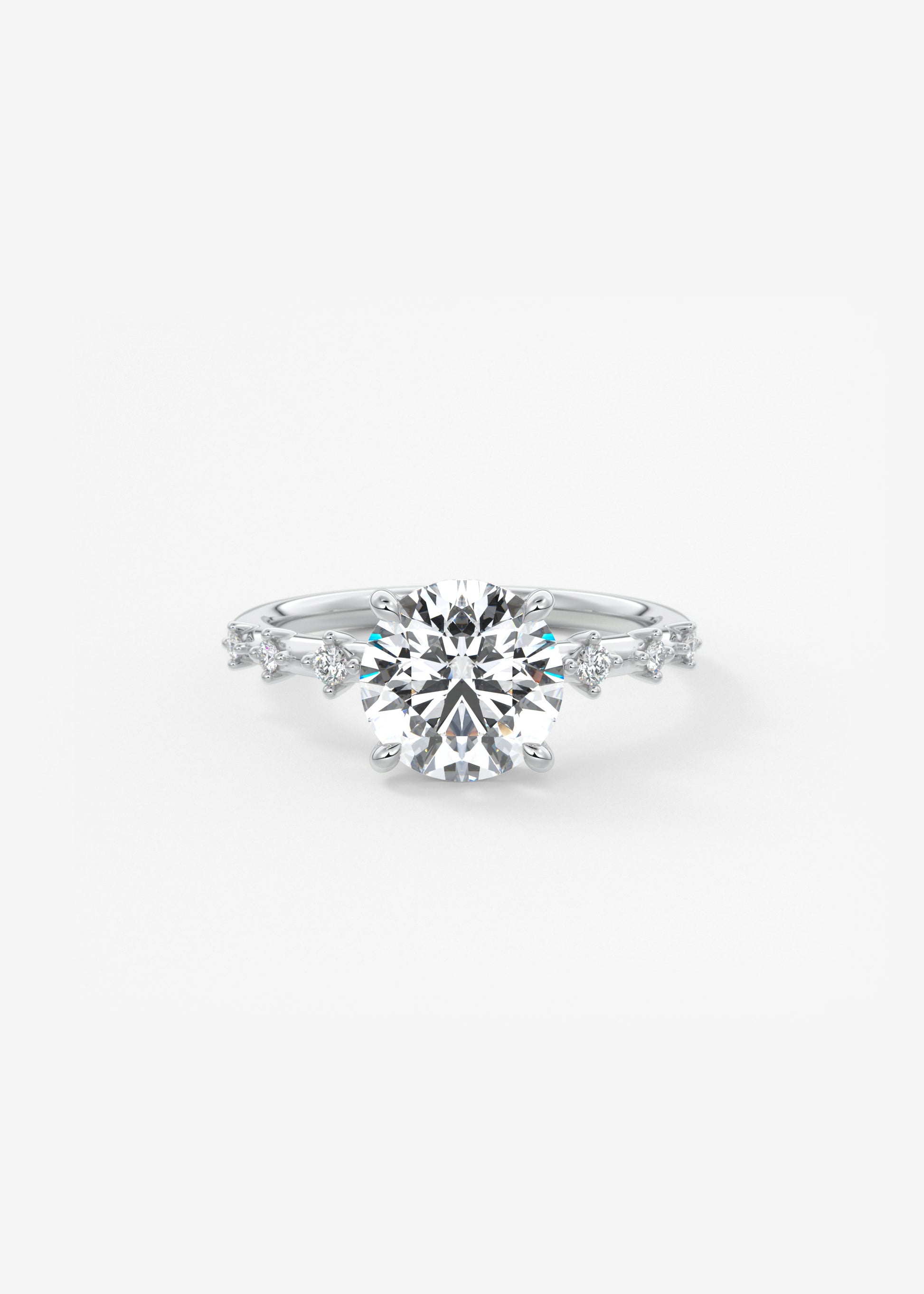 Round Dainty Pave Lab Grown Diamond Engagement Ring