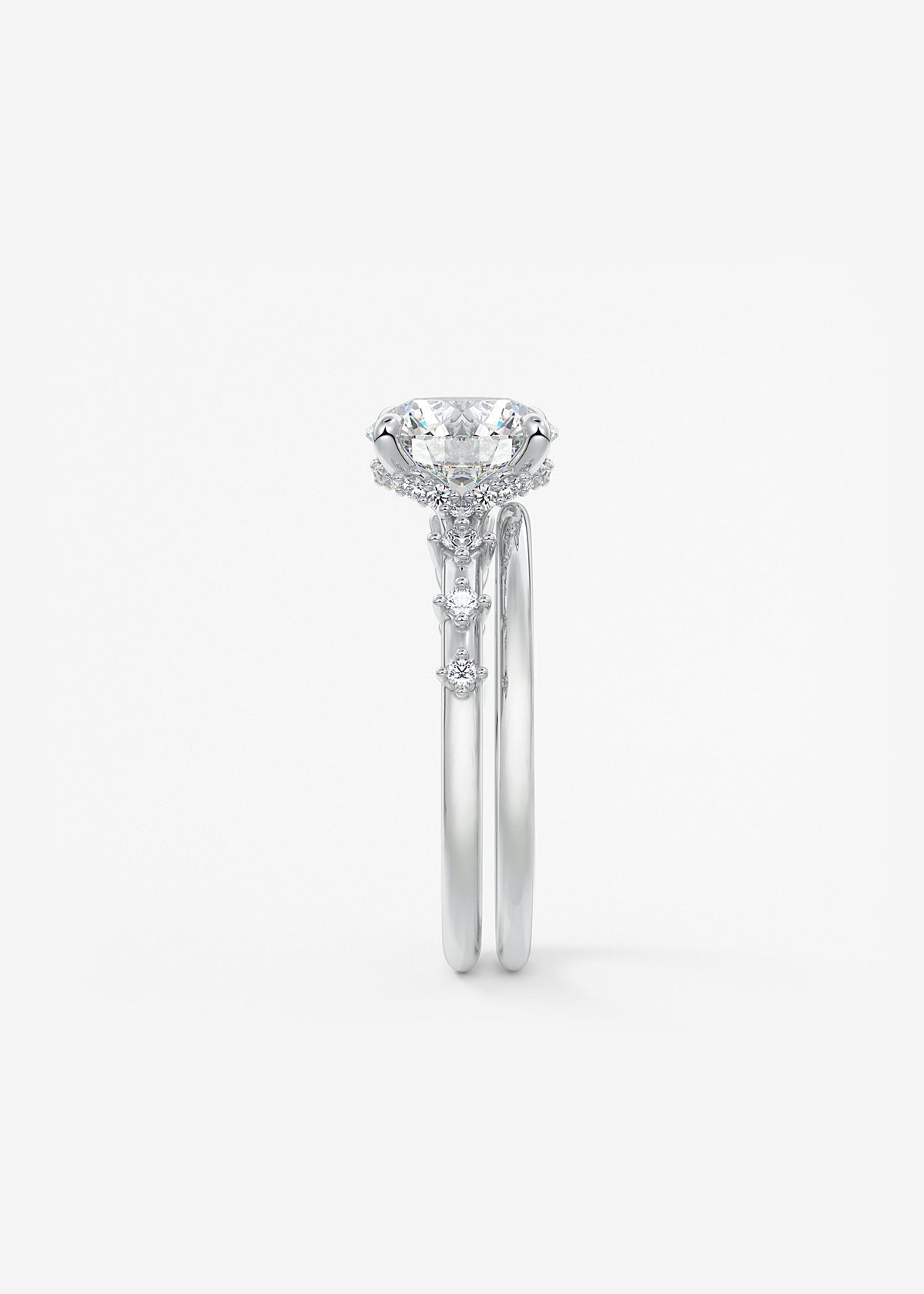 Round Dainty Pave Lab Grown Diamond Engagement Ring