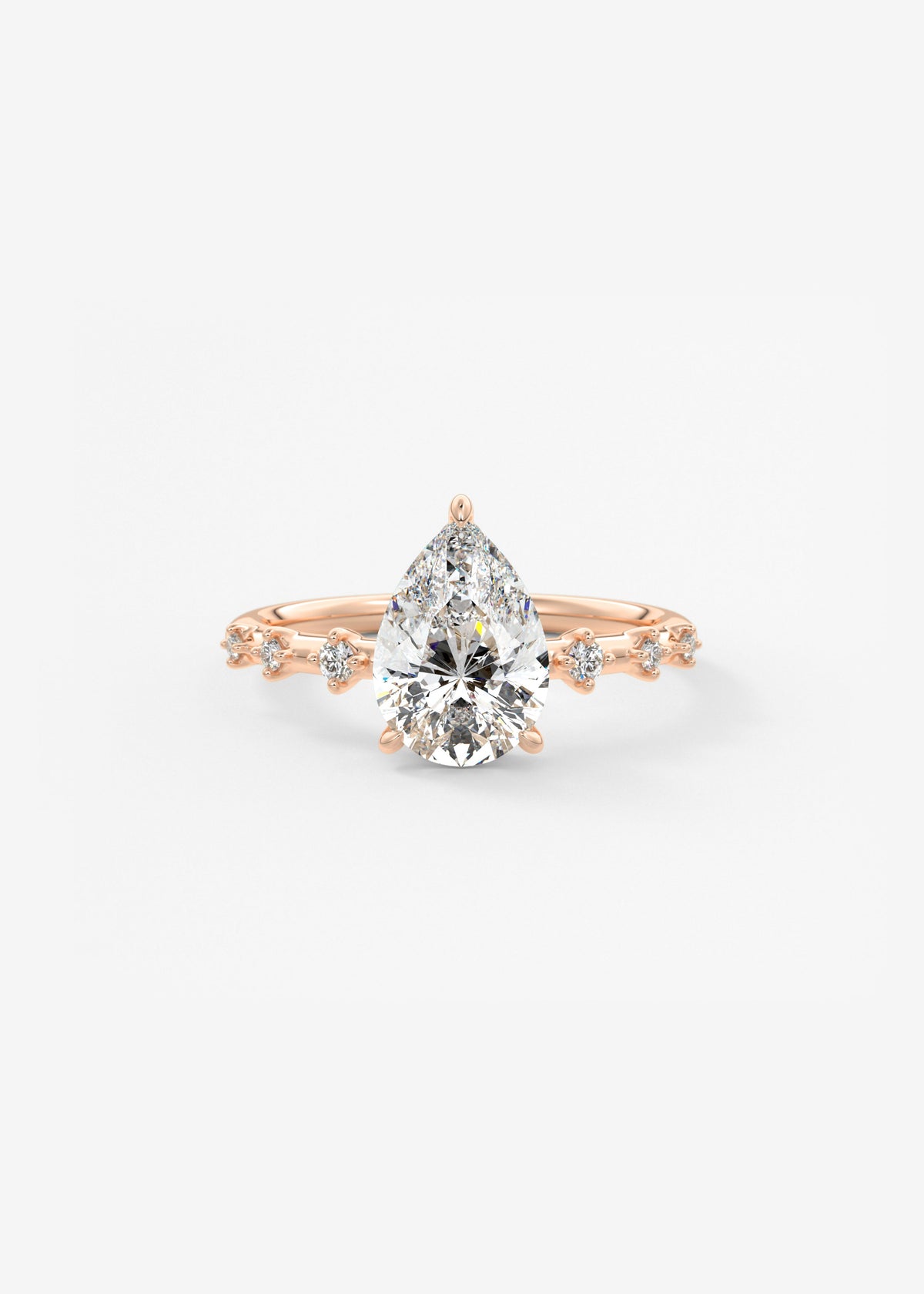 Pear Dainty Pave Lab Grown Diamond Engagement Ring