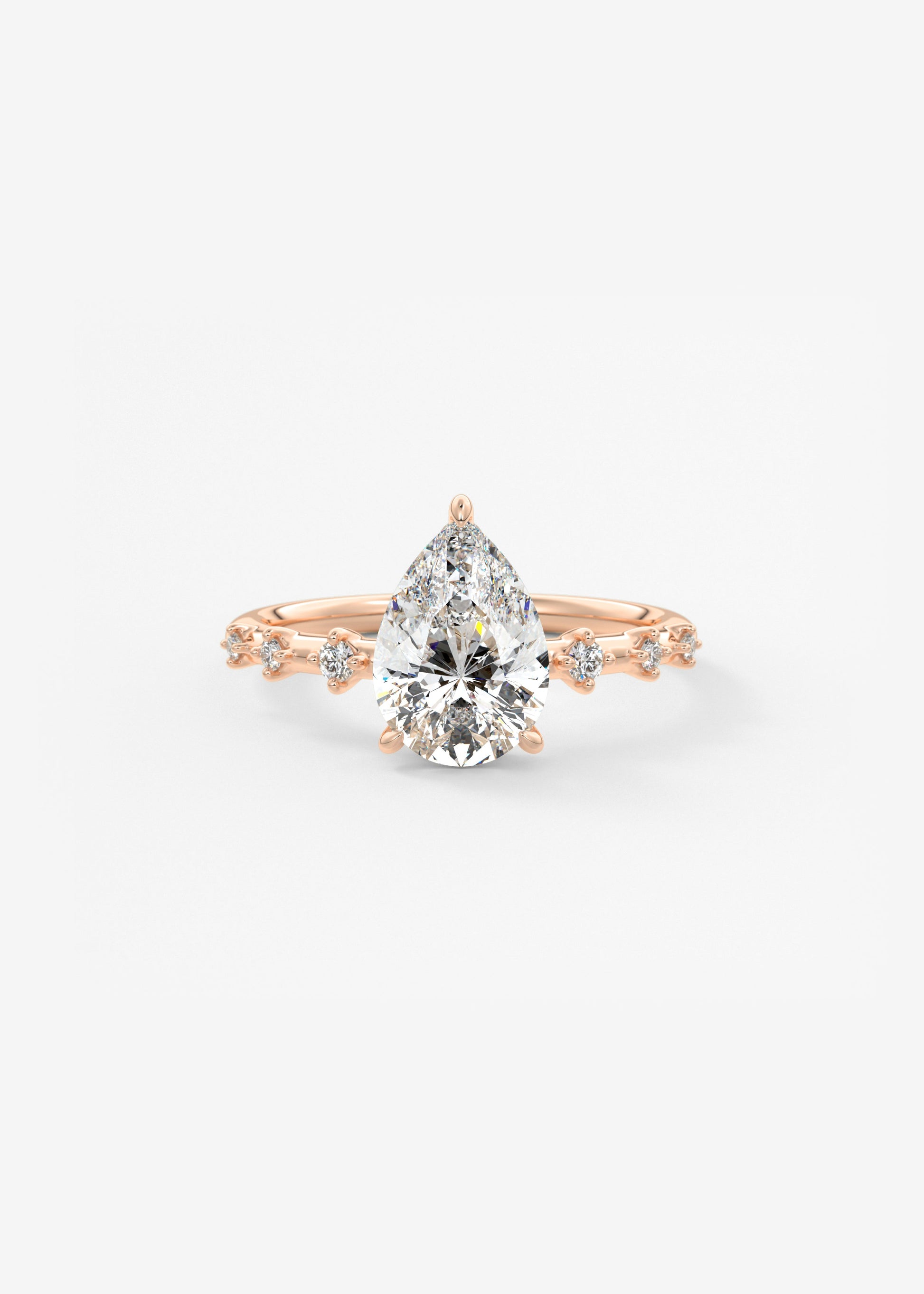 Pear Dainty Pave Lab Grown Diamond Engagement Ring