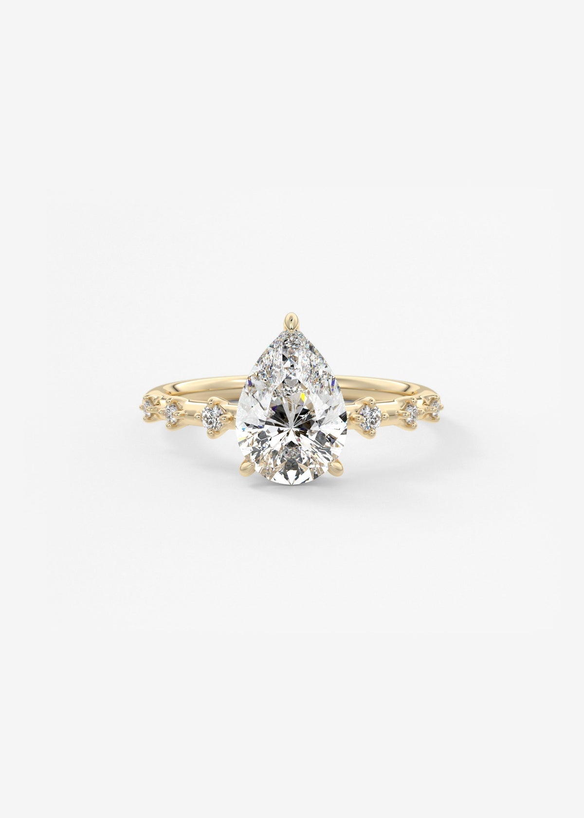 Pear Dainty Pave Lab Grown Diamond Engagement Ring