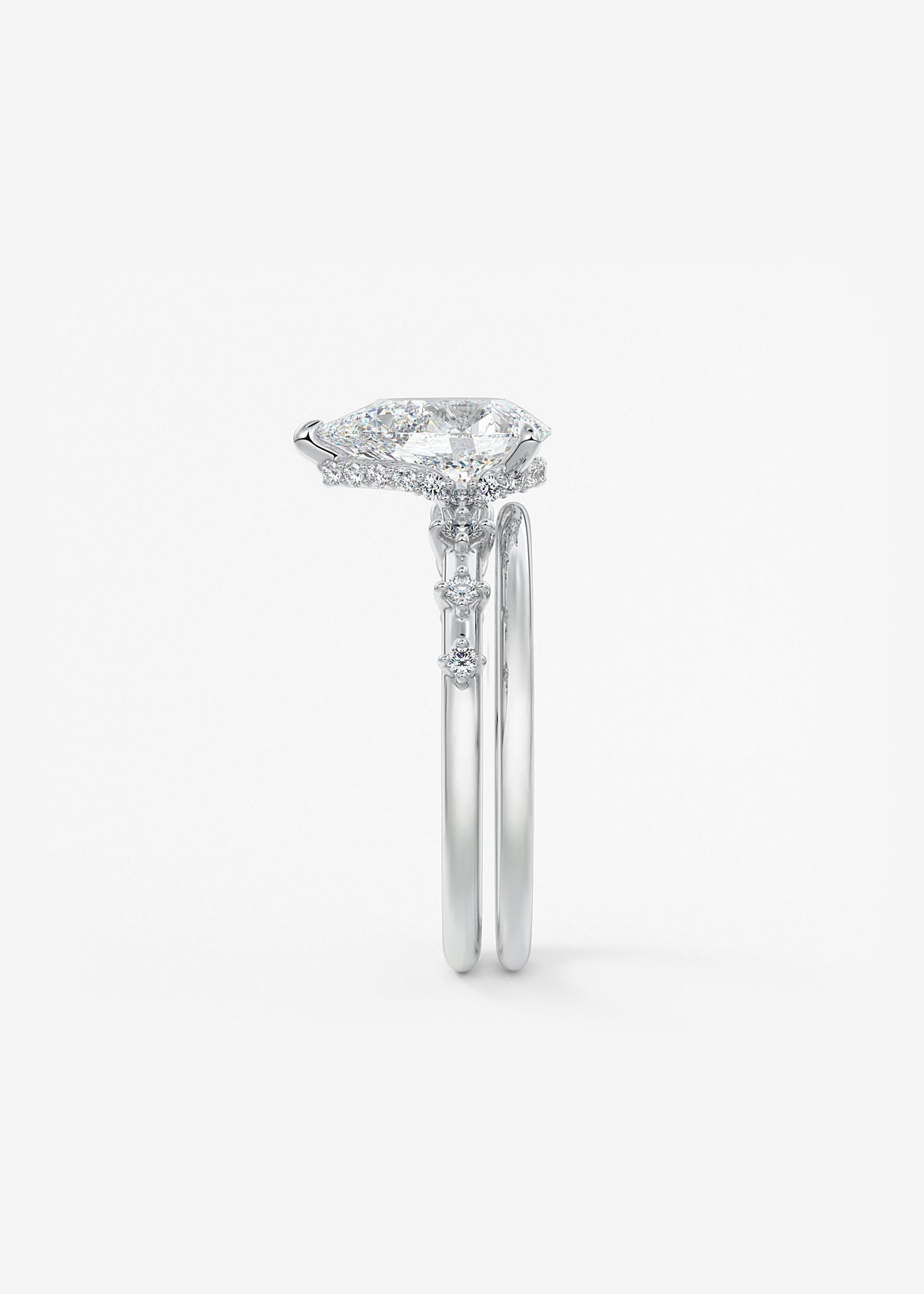 Pear Dainty Pave Lab Grown Diamond Engagement Ring