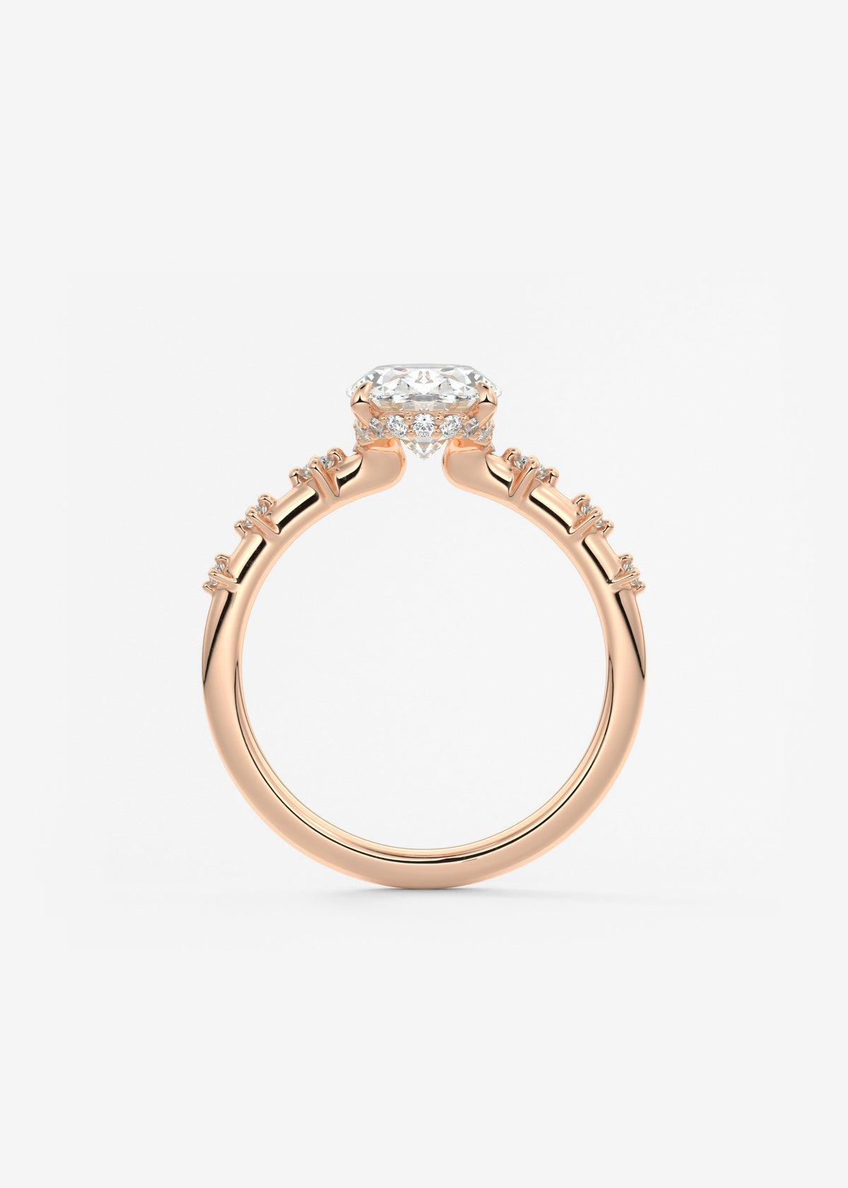Oval Dainty Pave Lab Grown Diamond Engagement Ring