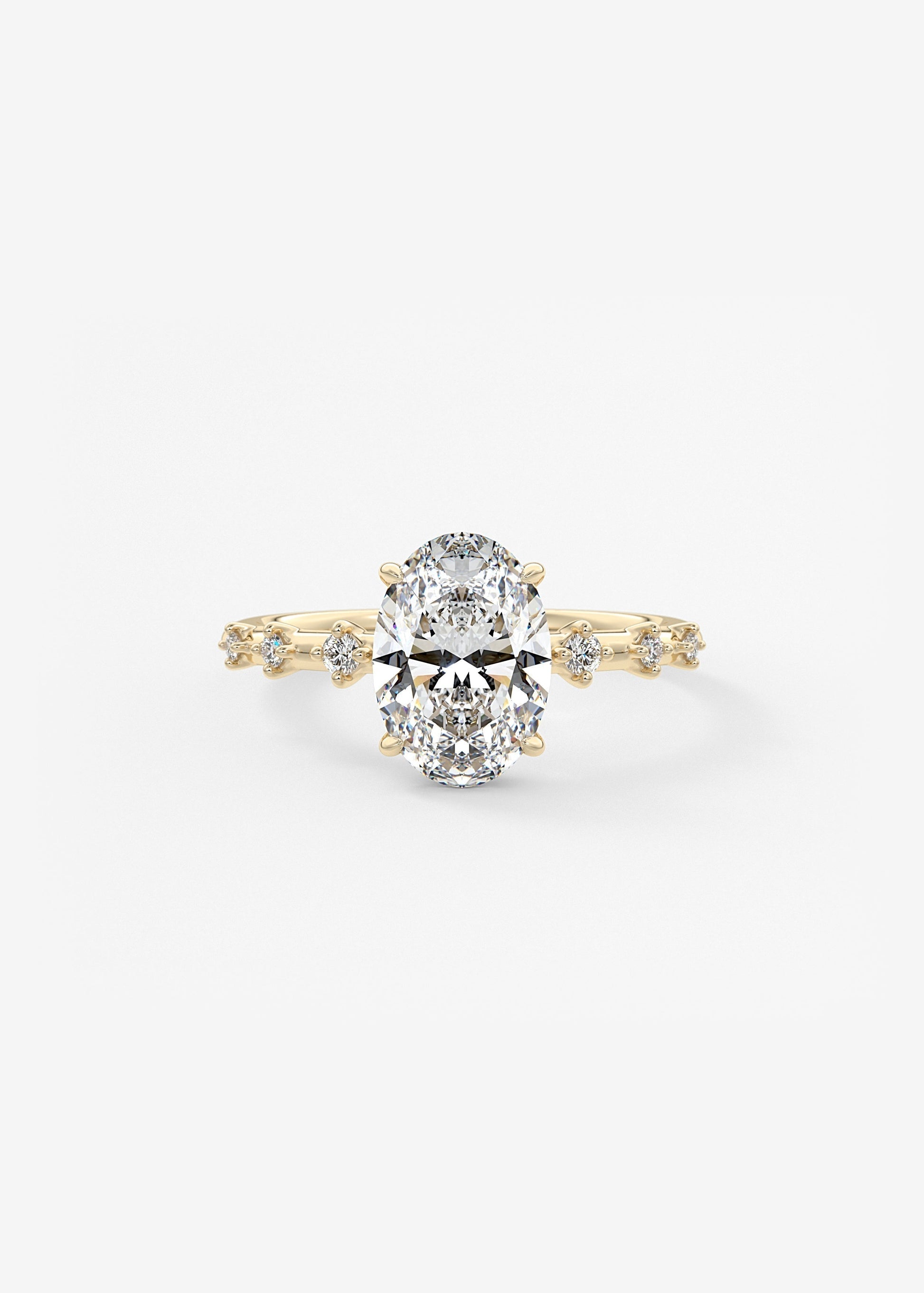 Oval Dainty Pave Lab Grown Diamond Engagement Ring