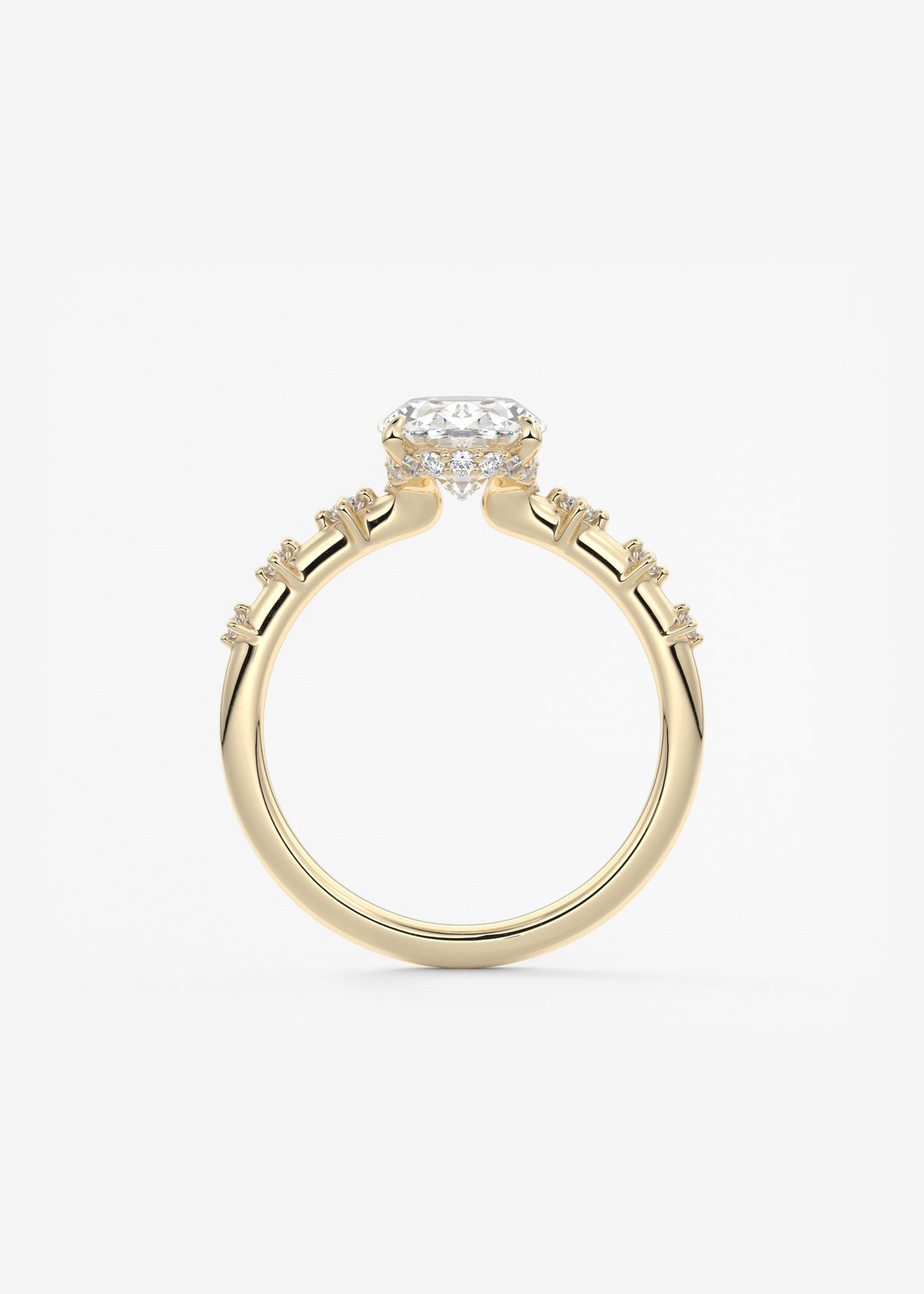 Oval Dainty Pave Lab Grown Diamond Engagement Ring
