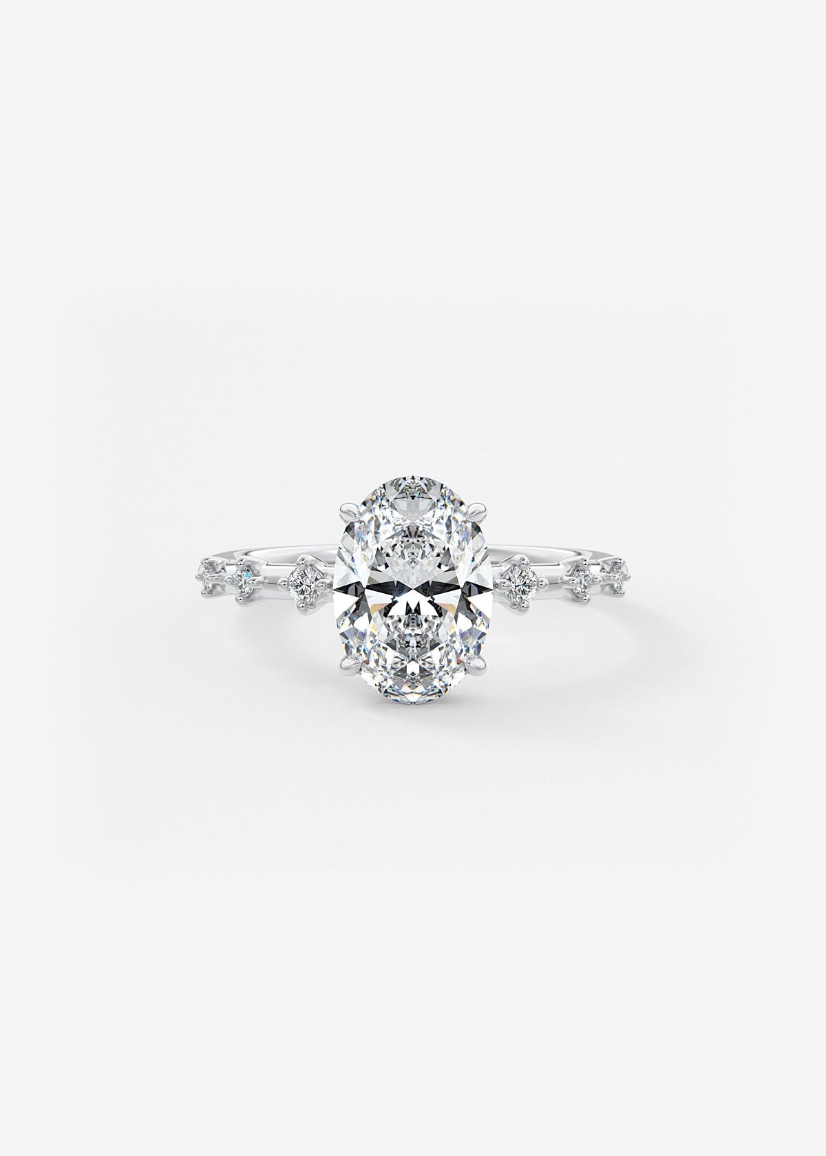 Oval Dainty Pave Lab Grown Diamond Engagement Ring