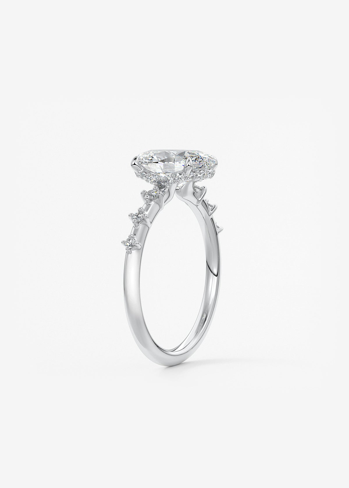 Oval Dainty Pave Lab Grown Diamond Engagement Ring