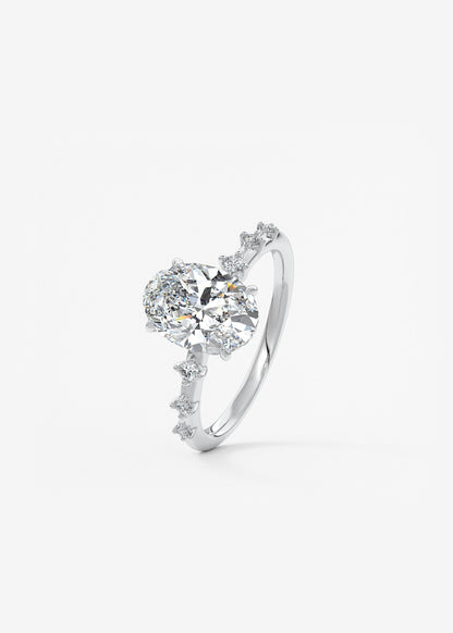Oval Dainty Pave Lab Grown Diamond Engagement Ring