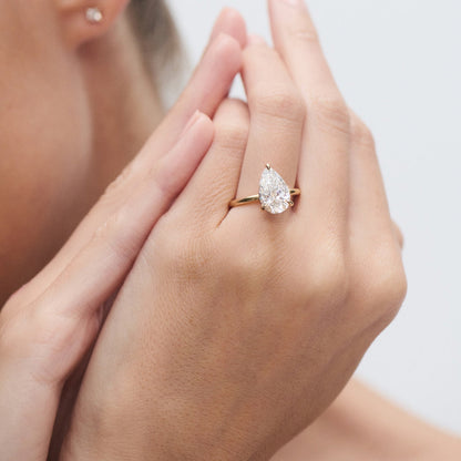 1.5 CT Pear Solitaire Lab Grown Diamond Engagement Ring