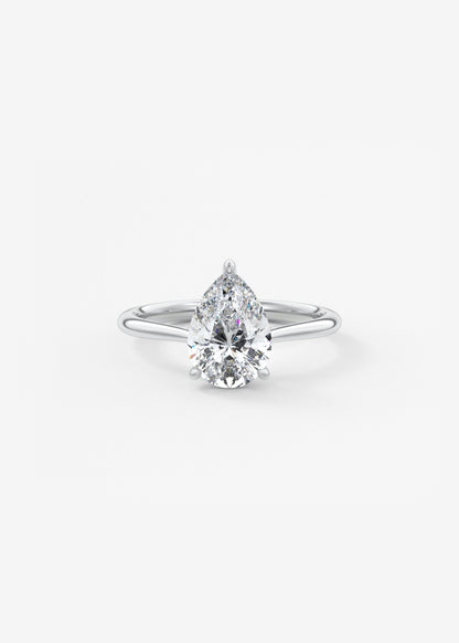 Pear Hidden Halo/ Cathedral Lab Grown Diamond Engagement Ring
