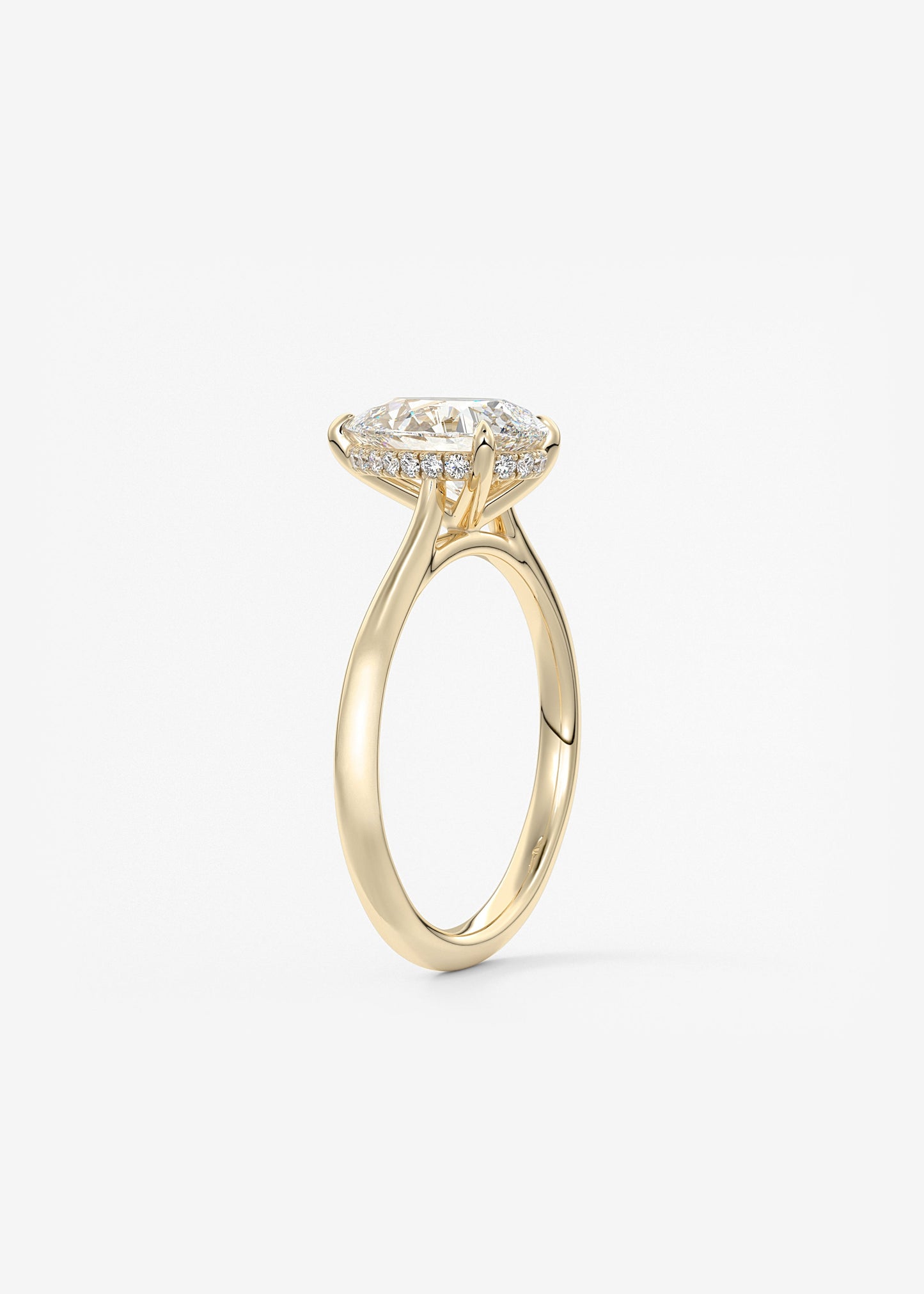 Pear Hidden Halo/ Cathedral Lab Grown Diamond Engagement Ring