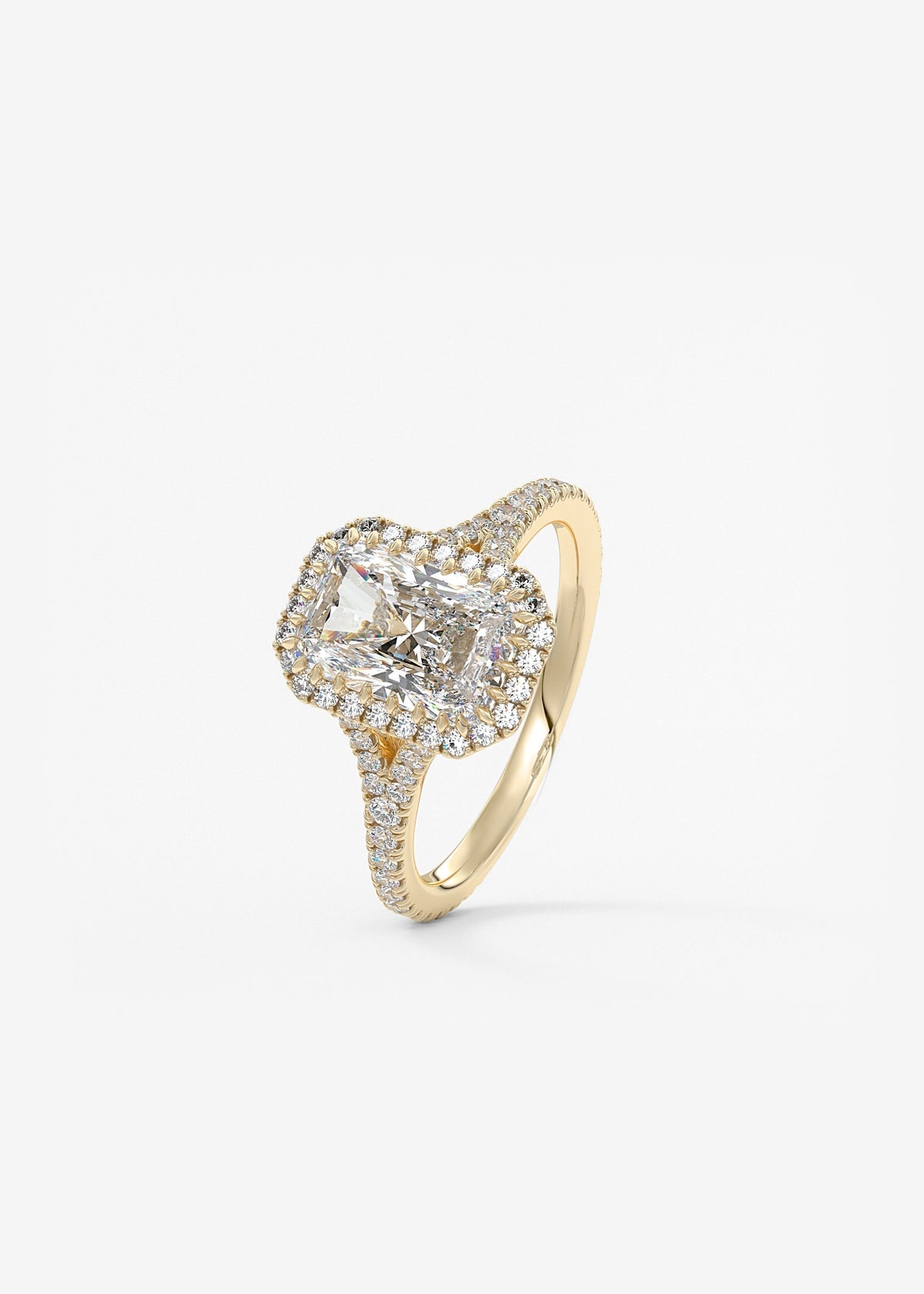 Radiant Halo & Pave , Split Shank Lab Grown Diamond Engagement Ring