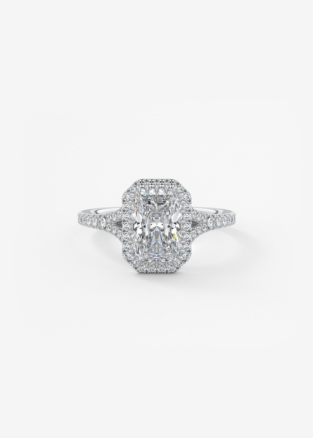 Radiant Halo & Pave , Split Shank Lab Grown Diamond Engagement Ring