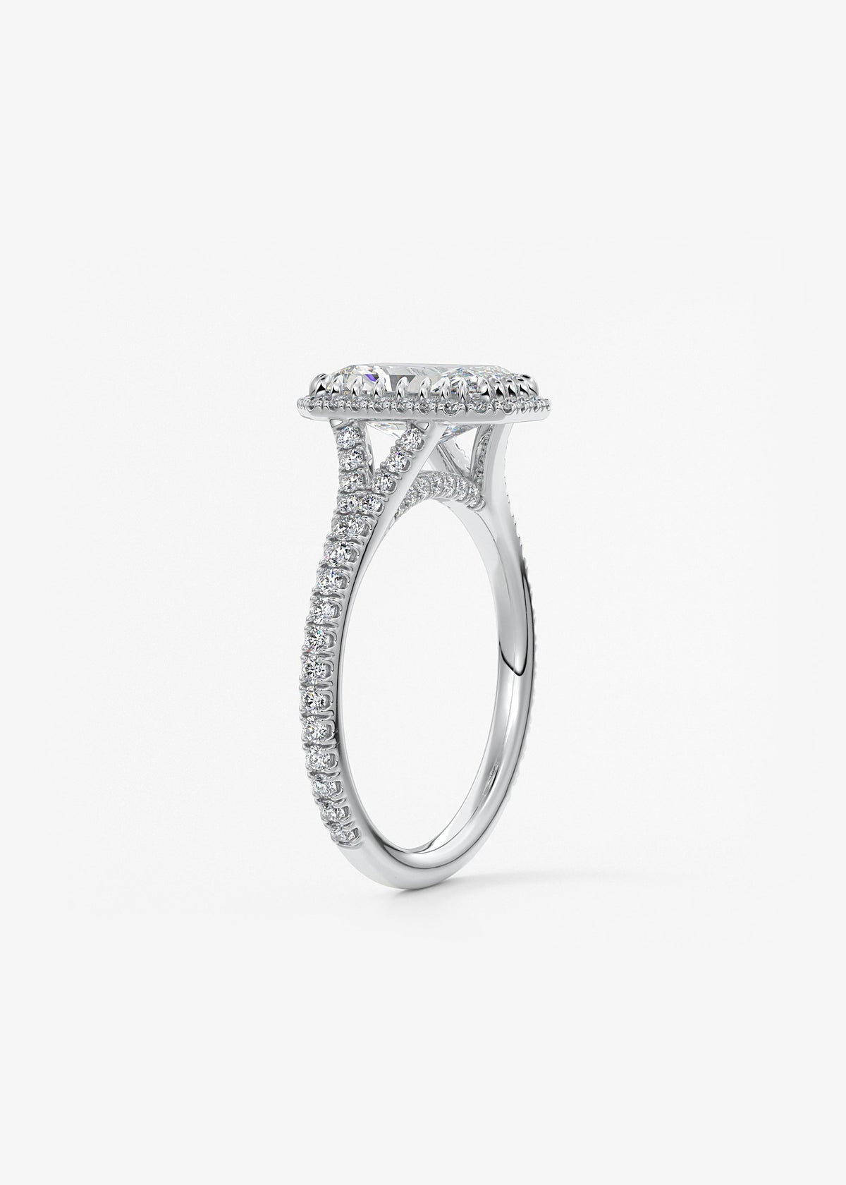 Radiant Halo & Pave , Split Shank Lab Grown Diamond Engagement Ring