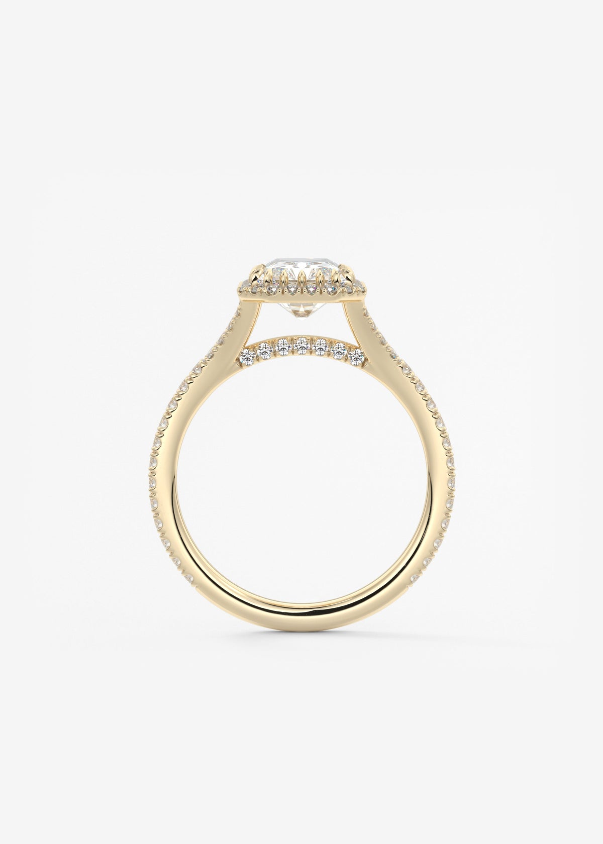 Radiant Halo & Pave , Split Shank Lab Grown Diamond Engagement Ring
