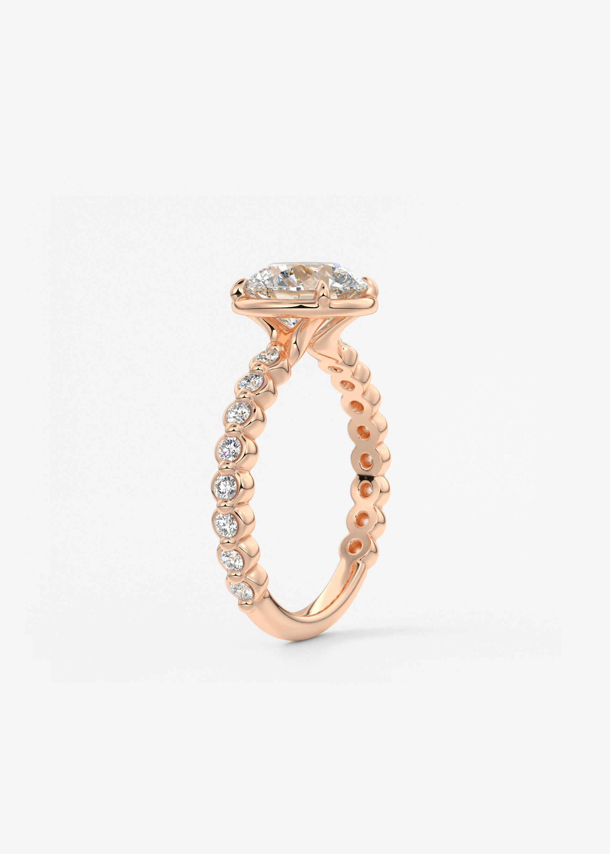 Round Bezel Lab Grown Diamond Engagement Ring