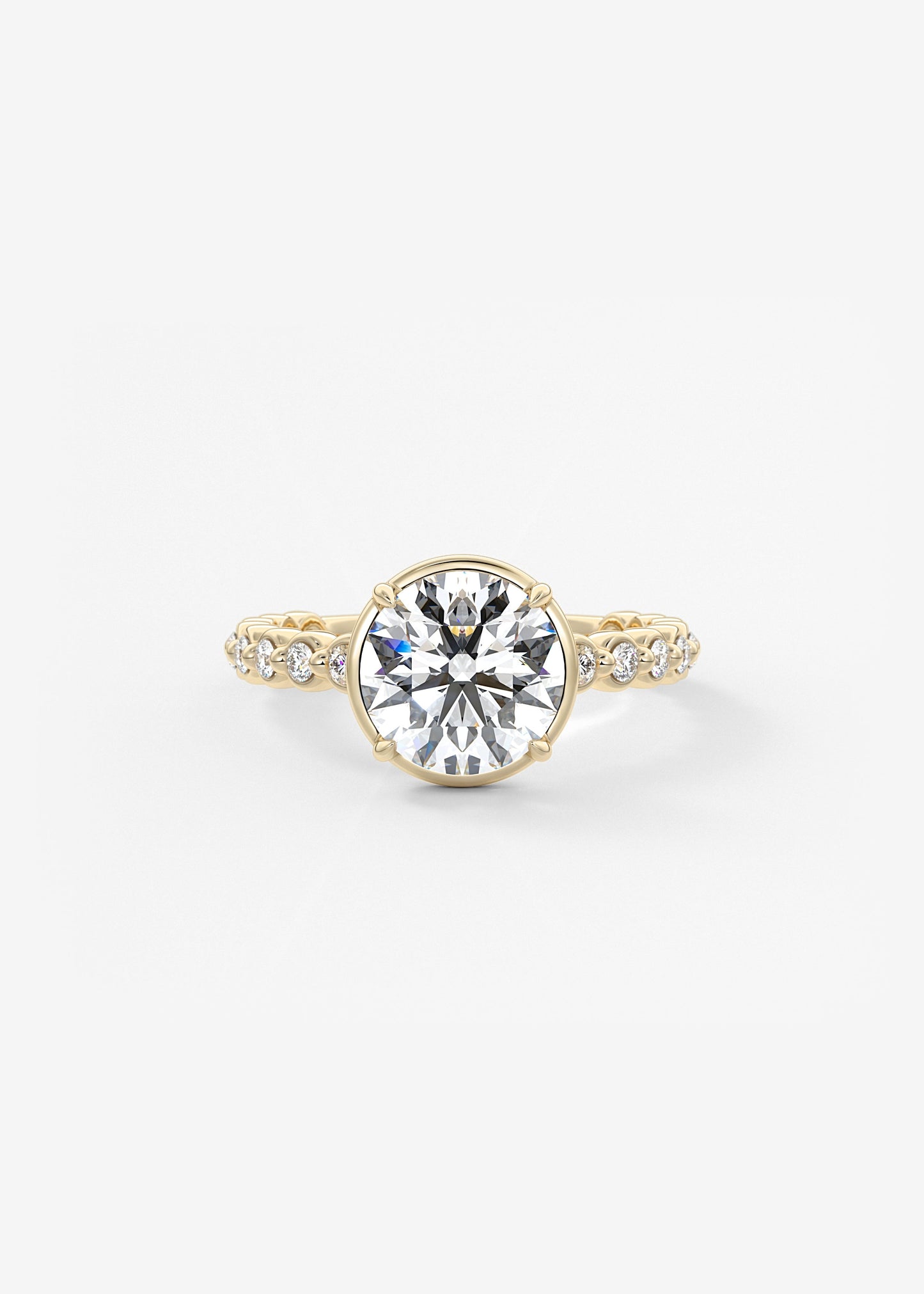 Round Bezel Lab Grown Diamond Engagement Ring