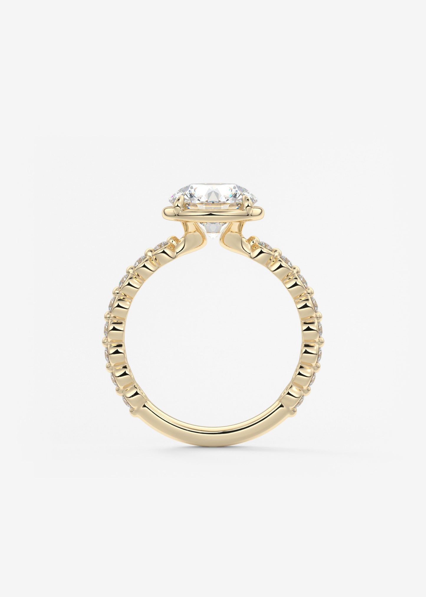 Round Bezel Lab Grown Diamond Engagement Ring